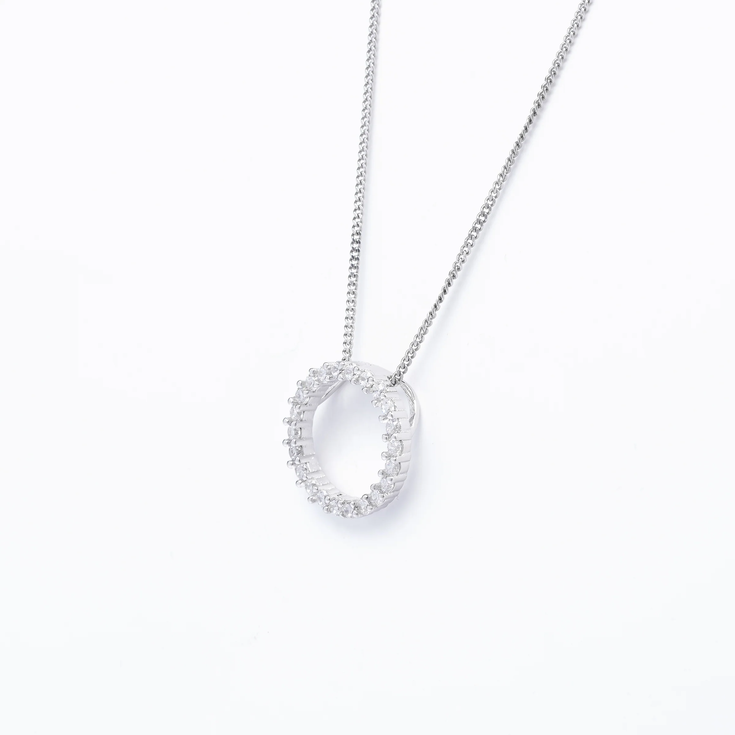 Sterling Silver Zirconia Circle Floating Slider Pendant - Image 2