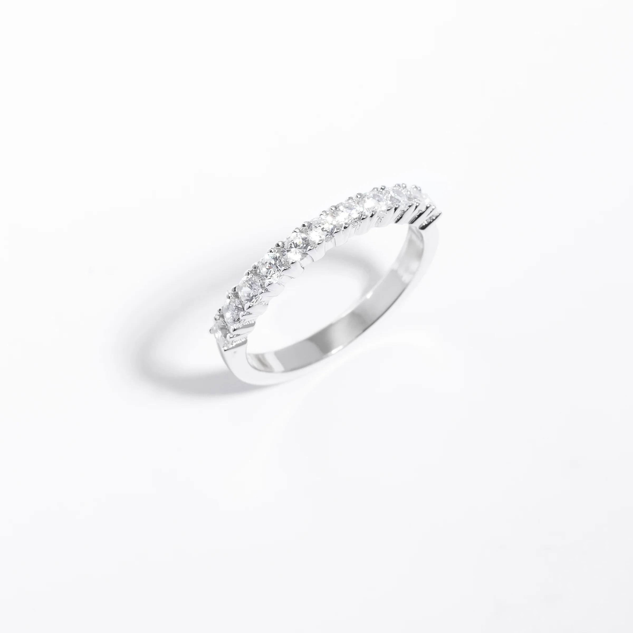 Sterling Silver Zirconia Claw Set Band Ring - Image 2