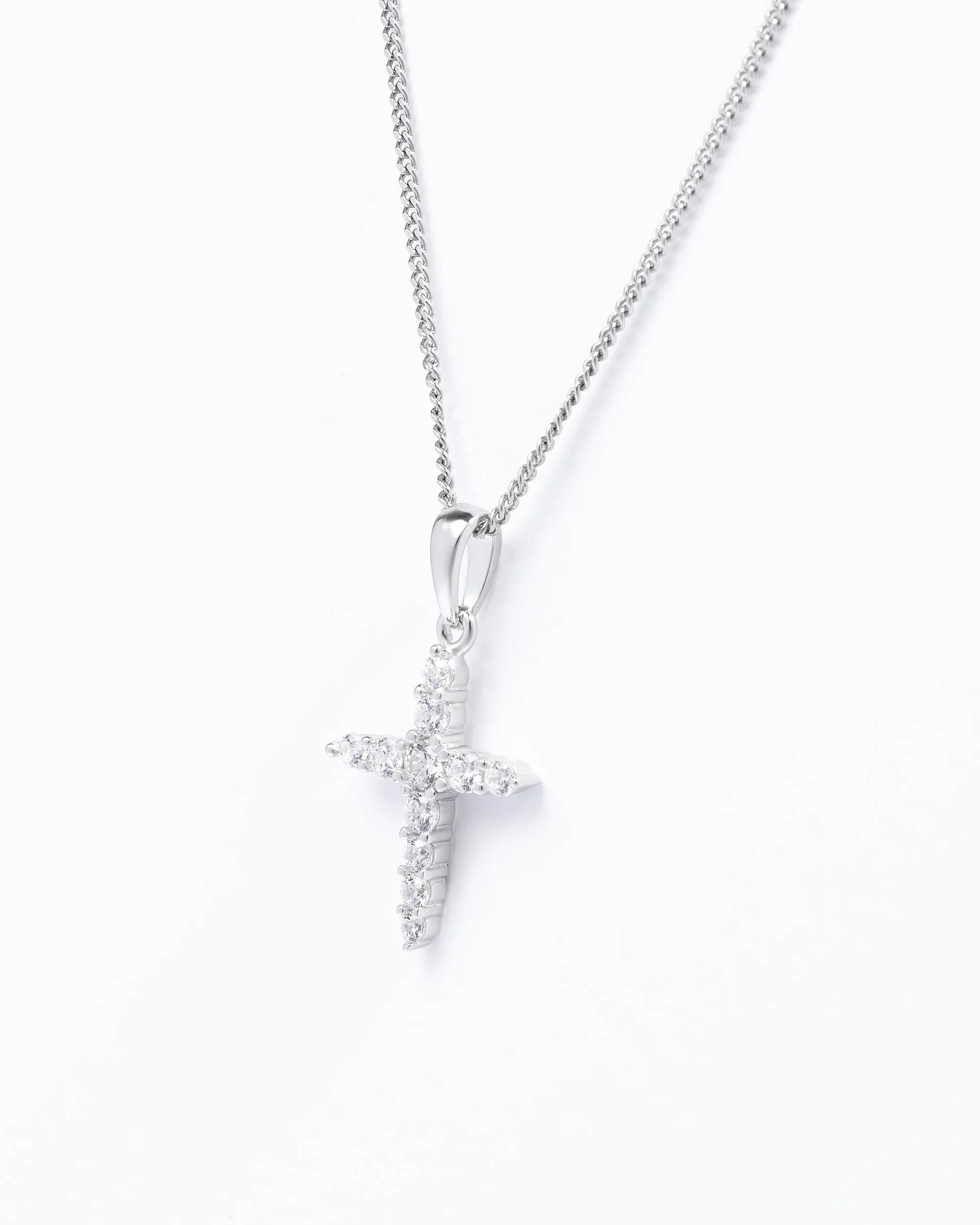Sterling Silver Zirconia Claw Set Cross Pendant - Image 2