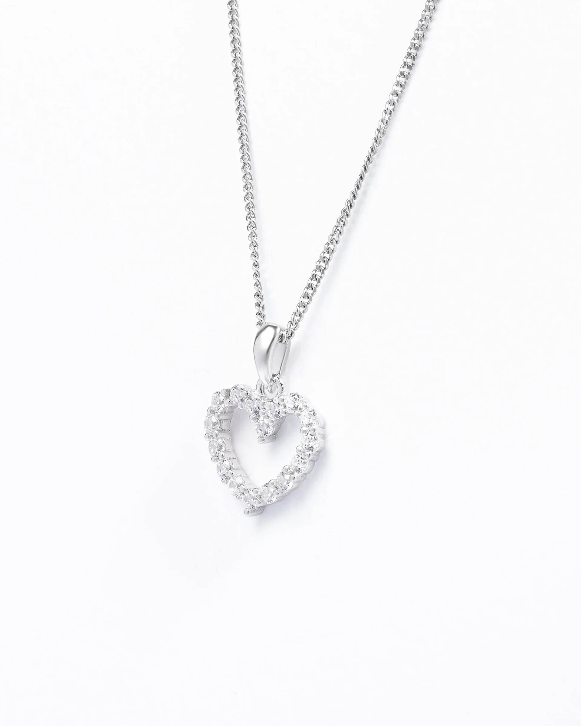 Sterling Silver Zirconia Claw Set Heart Pendant - Image 2