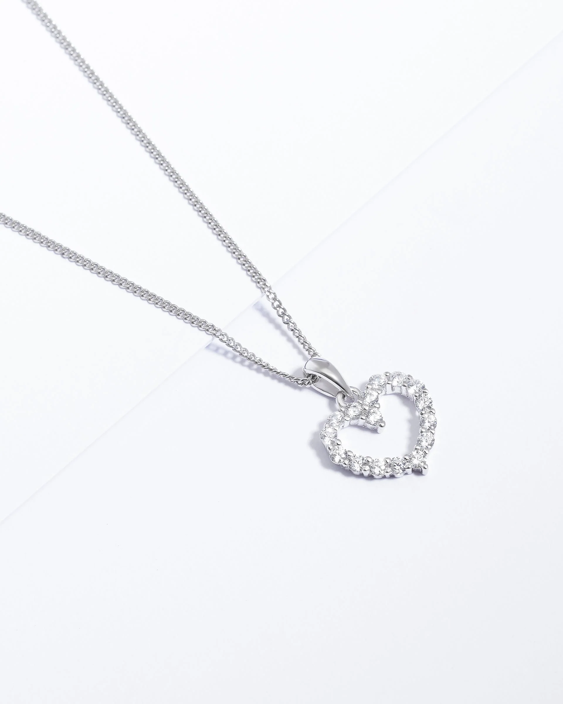 Sterling Silver Zirconia Claw Set Heart Pendant - Image 3