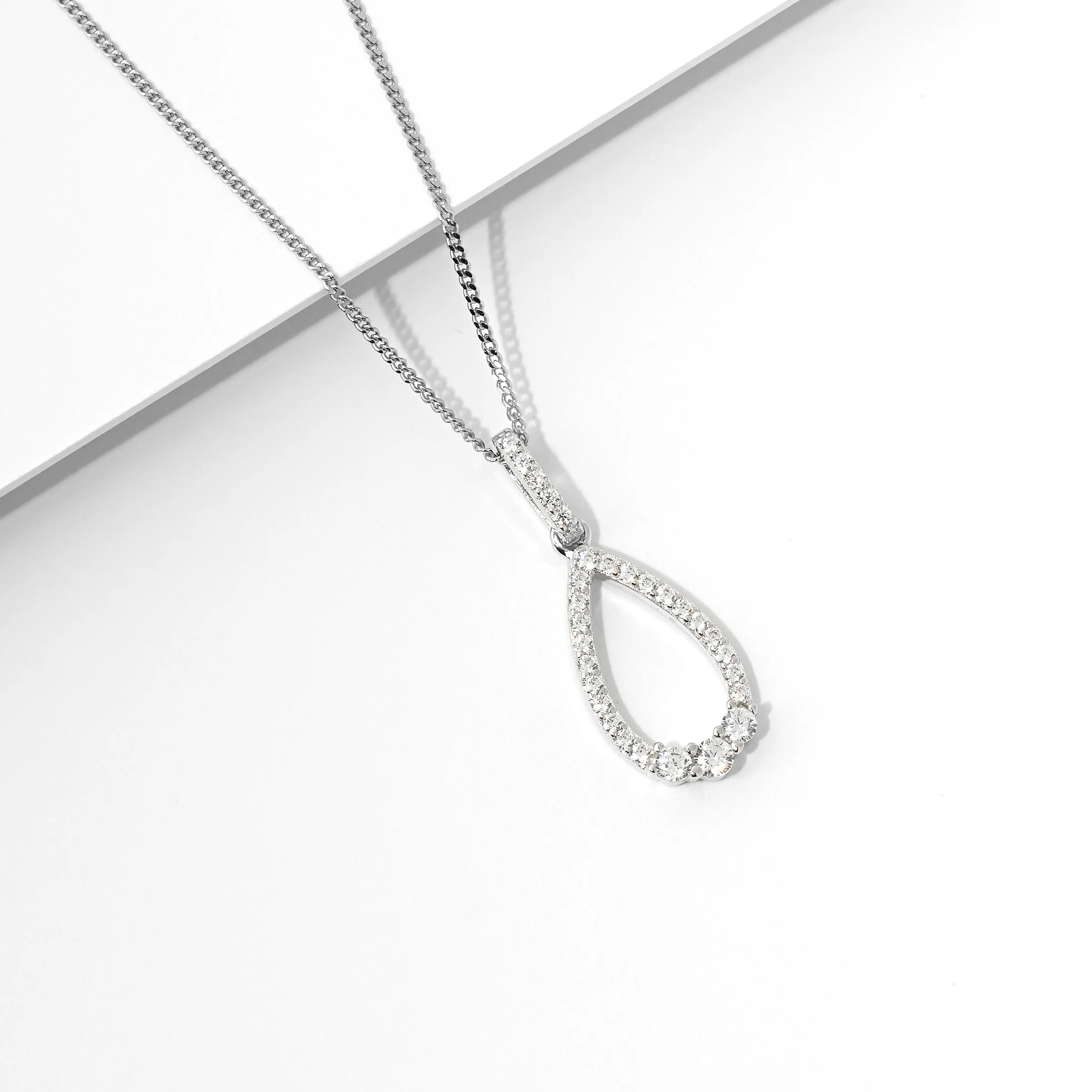 Sterling Silver Zirconia Claw Set Open Teardrop Pendant - Image 2