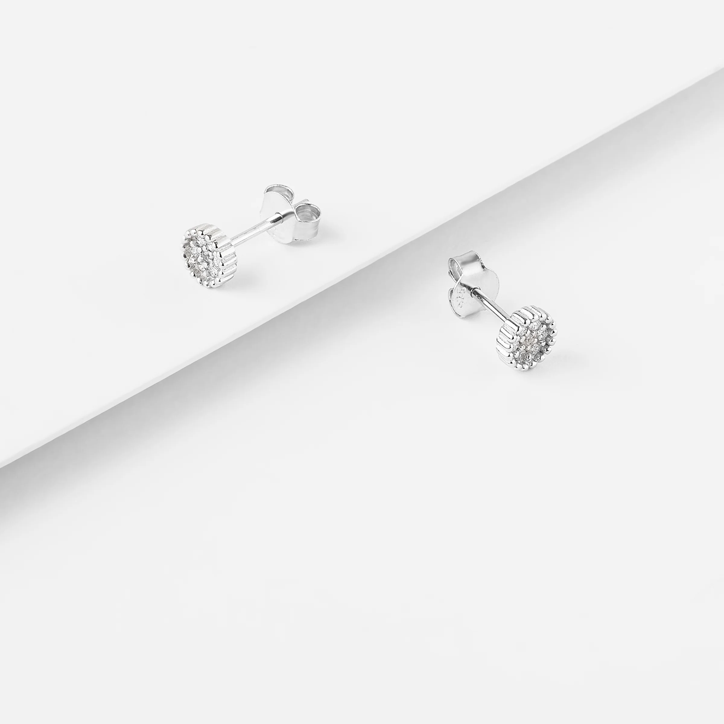Sterling Silver Zirconia Cluster Crown Set Stud Earrings - Image 2