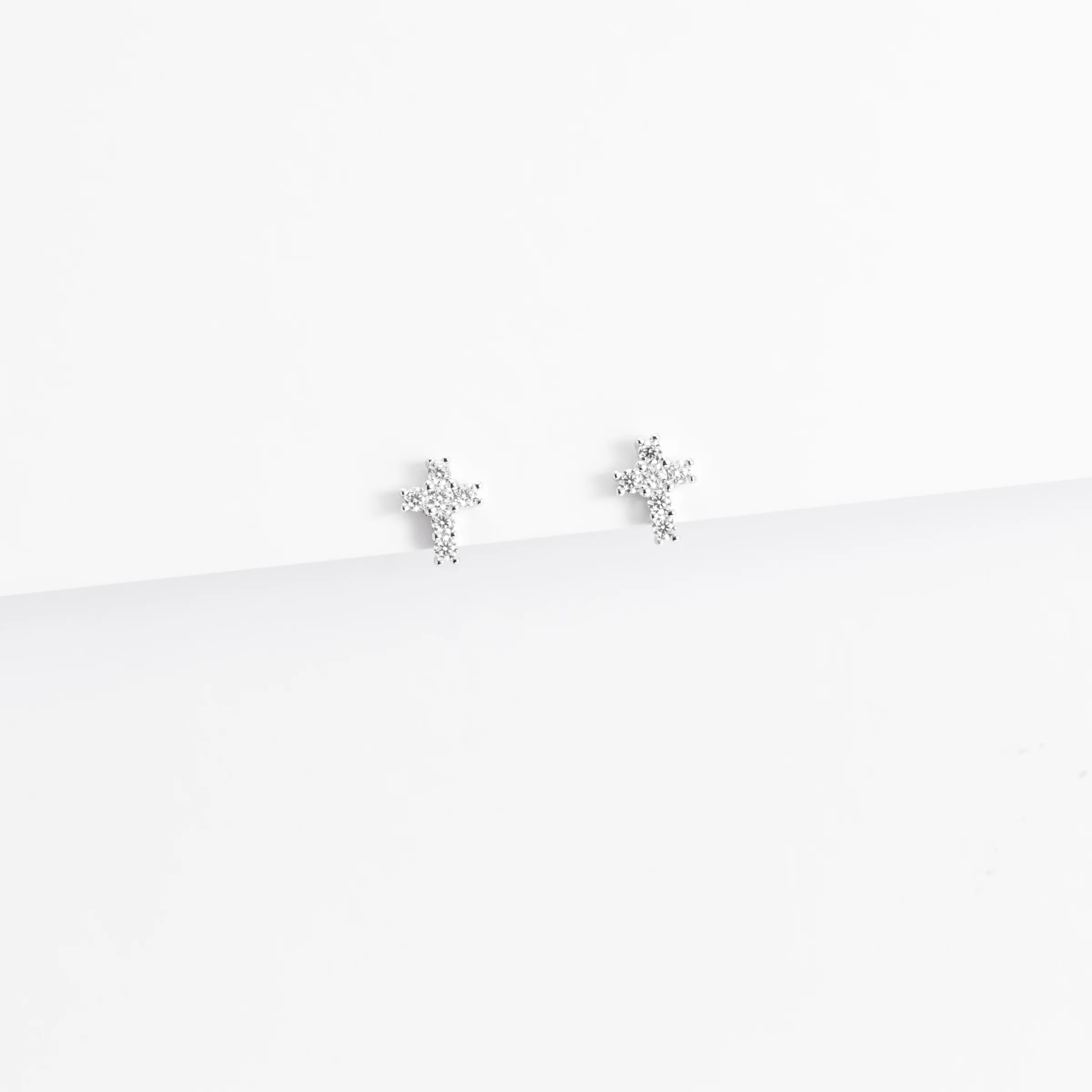 Sterling Silver Zirconia Cross Stud Earrings - Image 2