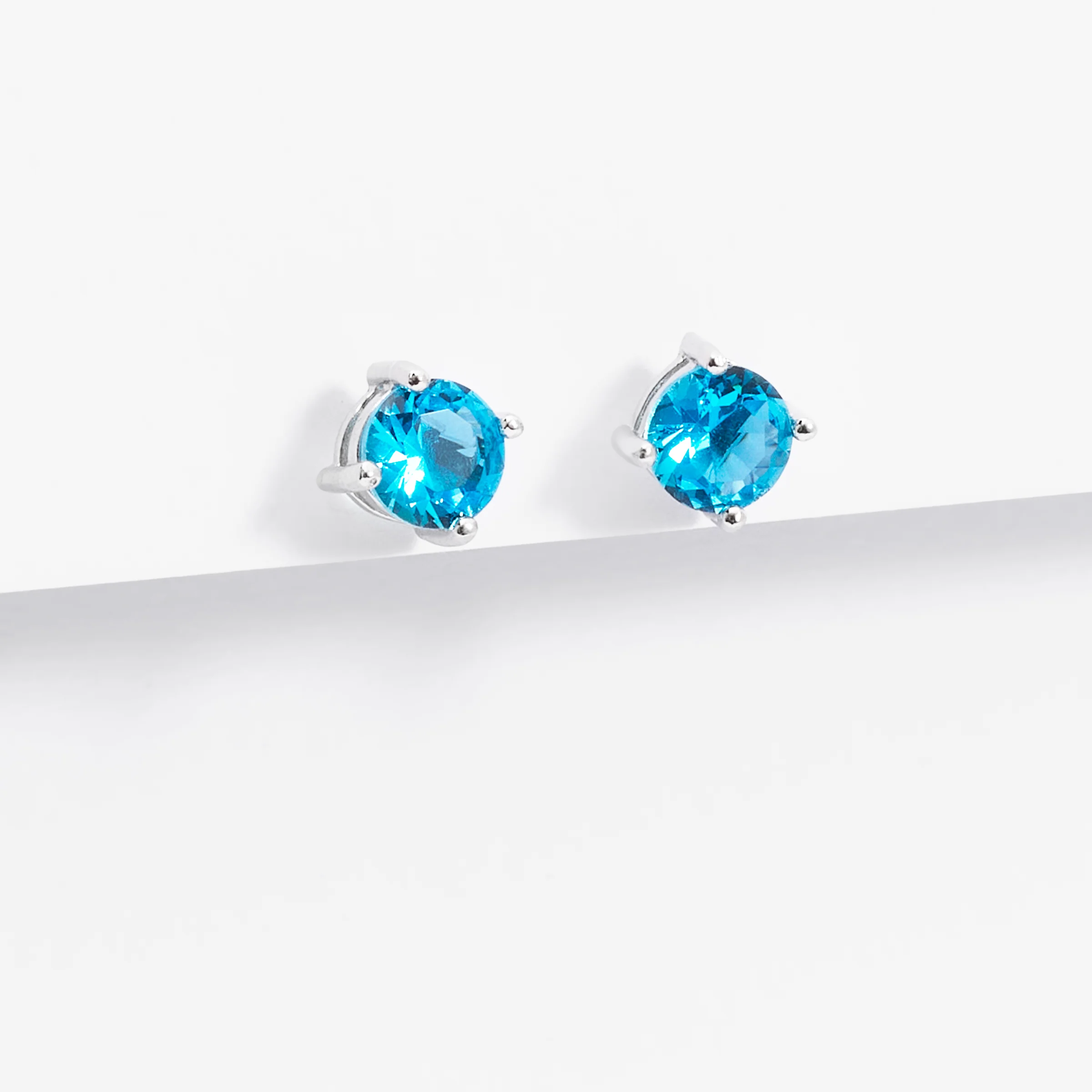 Sterling Silver Zirconia December Birthstone Stud Earrings 5mm - Image 2