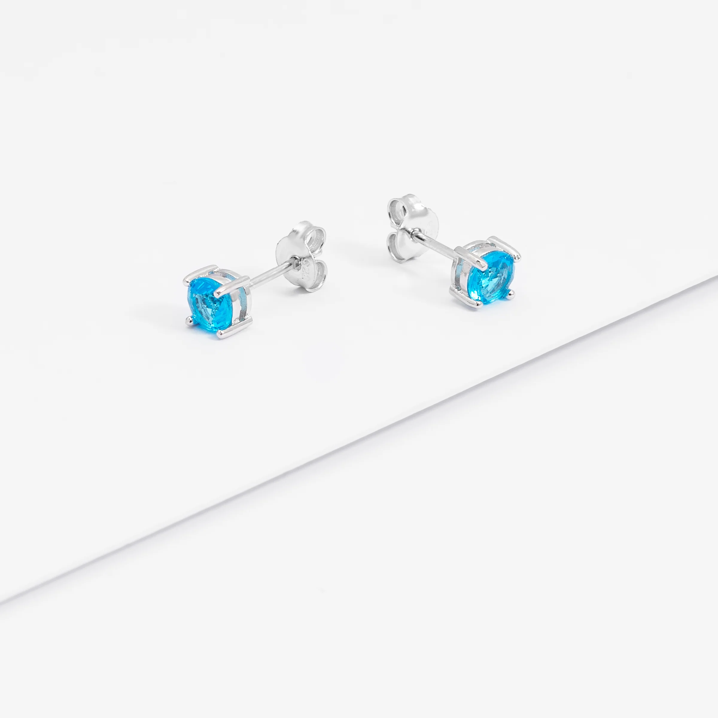 Sterling Silver Zirconia December Birthstone Stud Earrings 5mm - Image 3