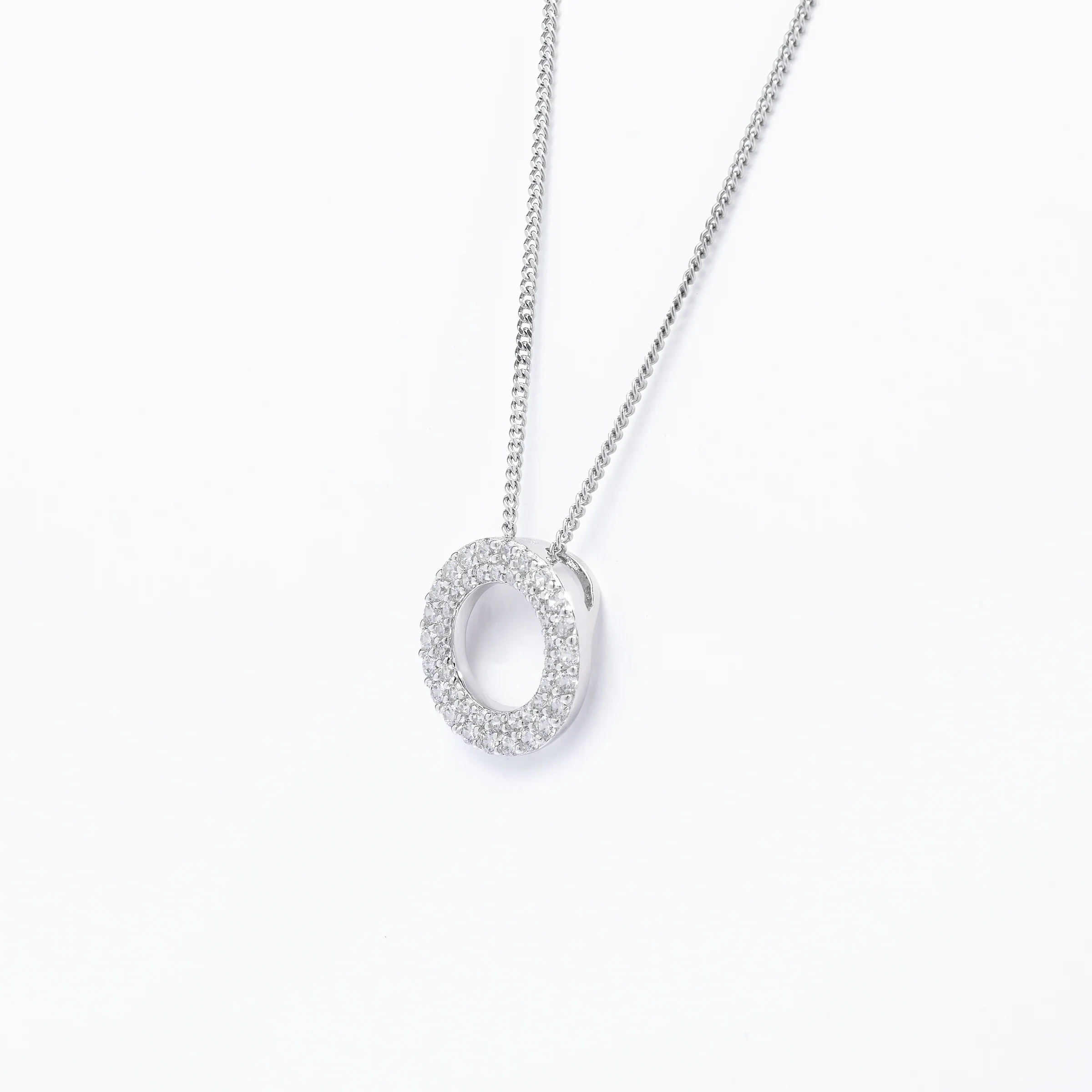 Sterling Silver Zirconia Double Halo Slider Pendant - Image 2