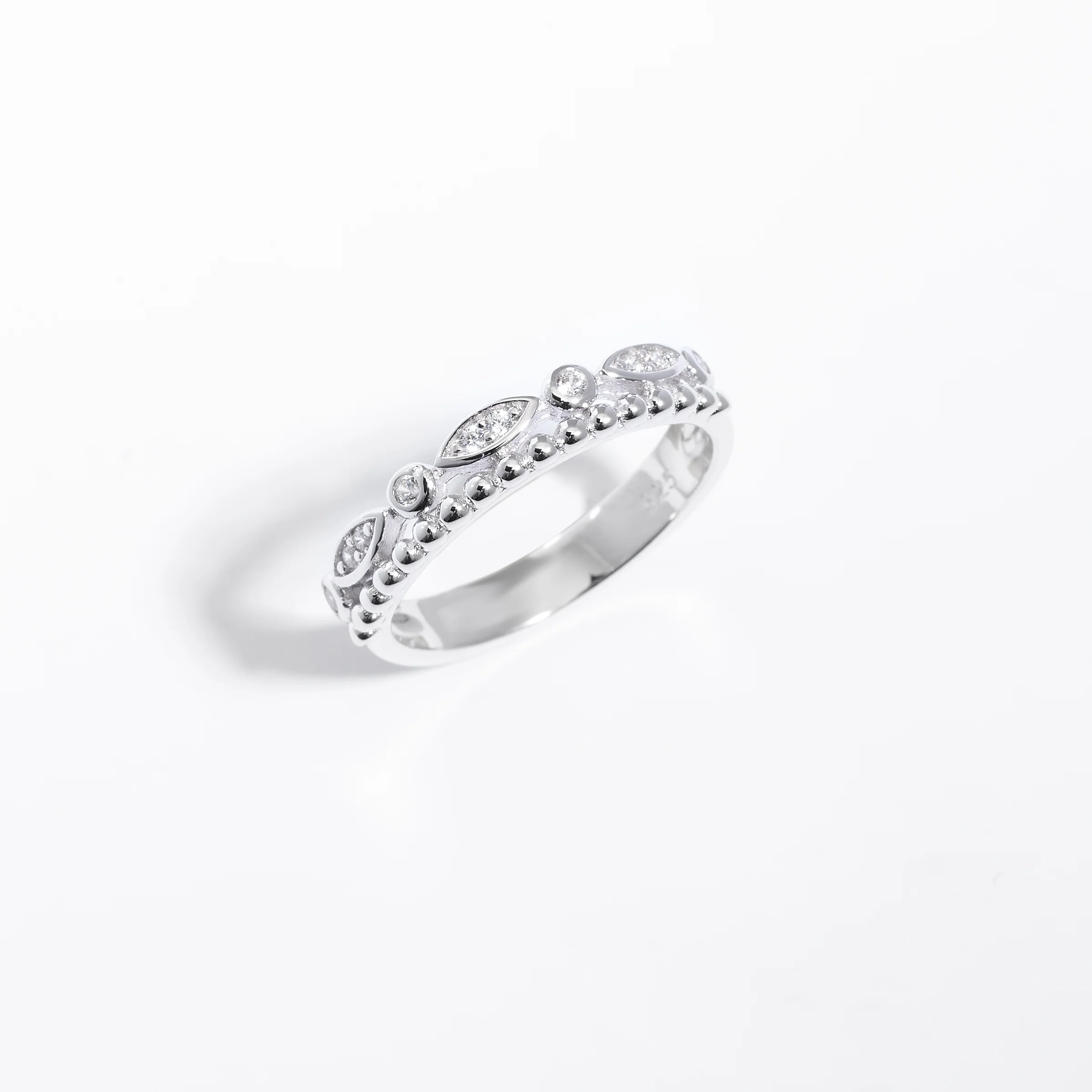 Sterling Silver Zirconia Double Row Fancy Ring - Image 2