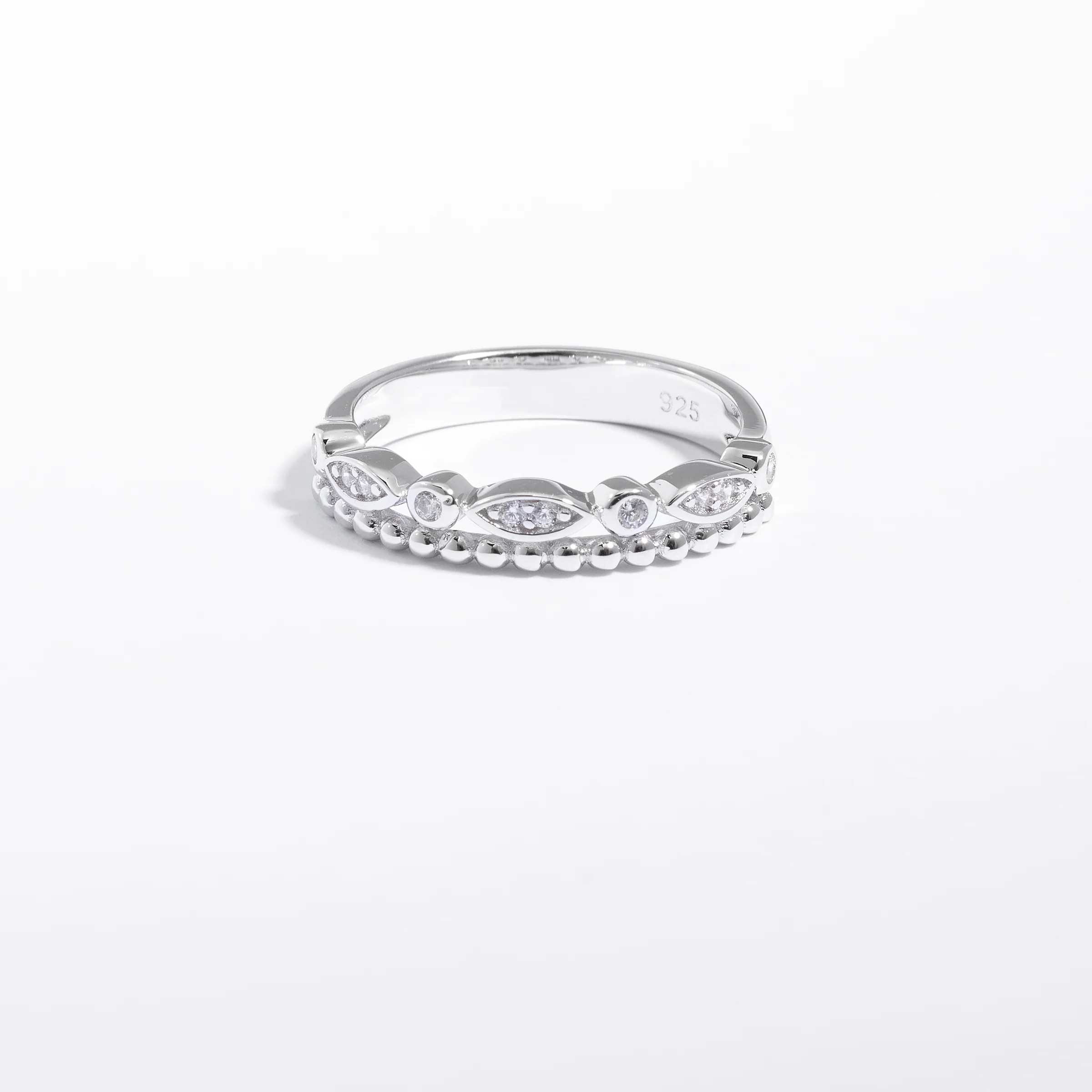 Sterling Silver Zirconia Double Row Fancy Ring - Image 3