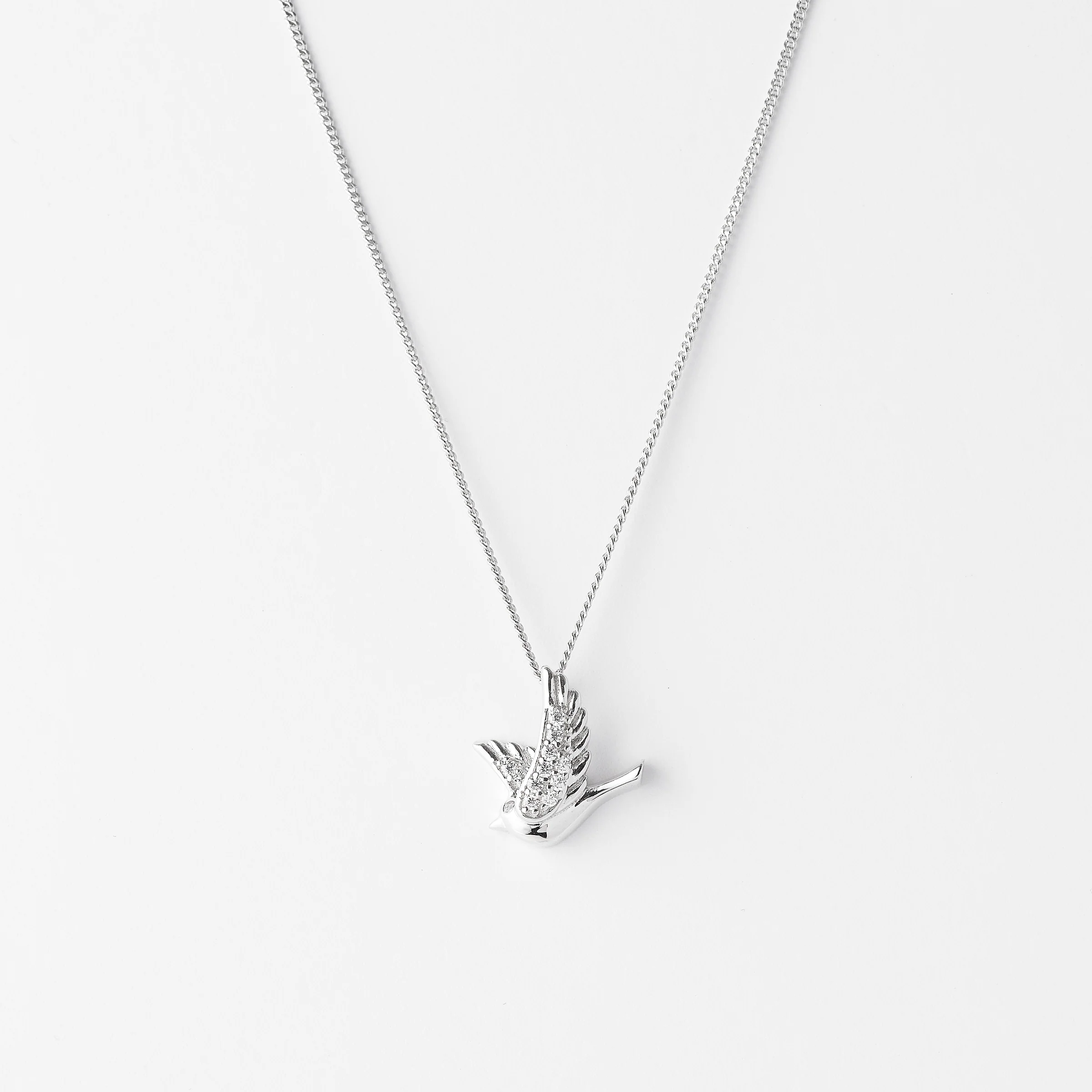 Sterling Silver Zirconia Dove Pendant - Image 3