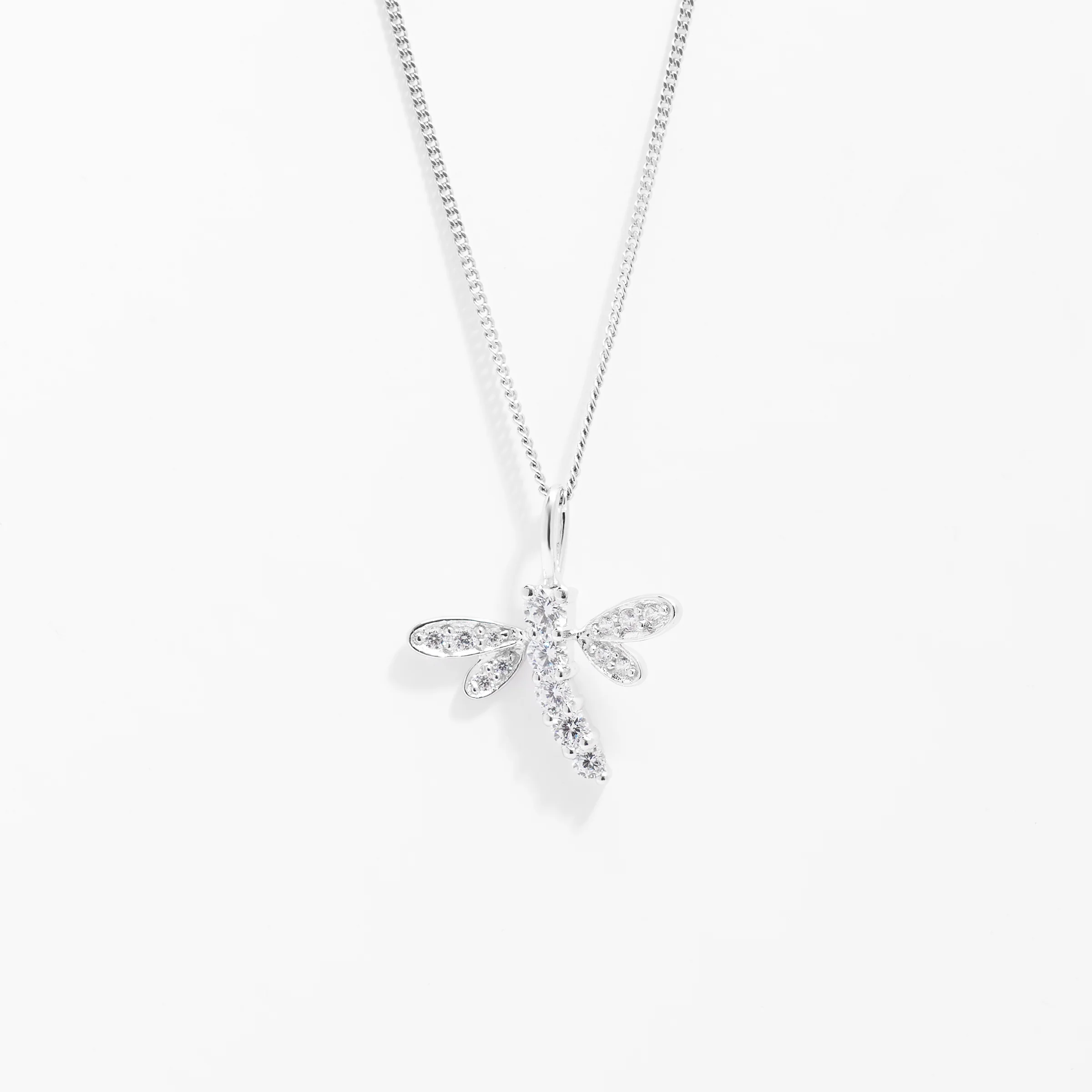Sterling Silver Zirconia Dragonfly Pendant - Image 3