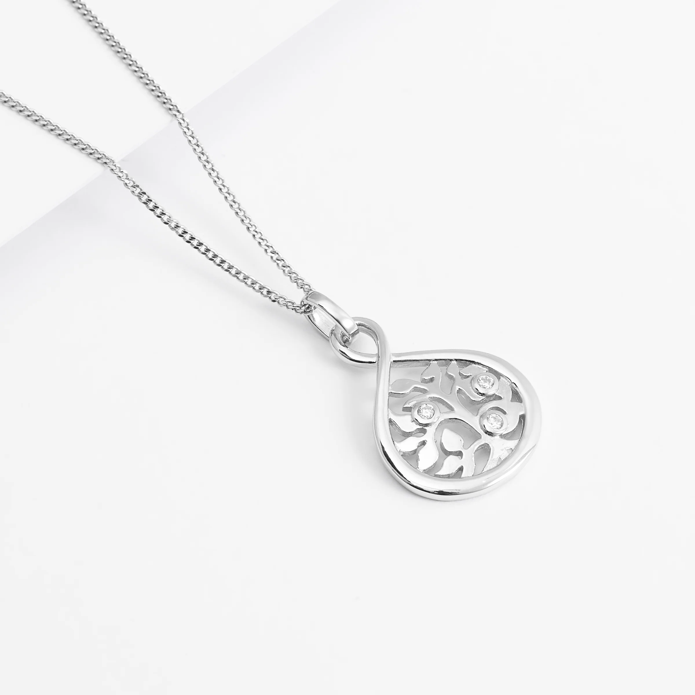 Sterling Silver Zirconia Earth Pendant - Image 3