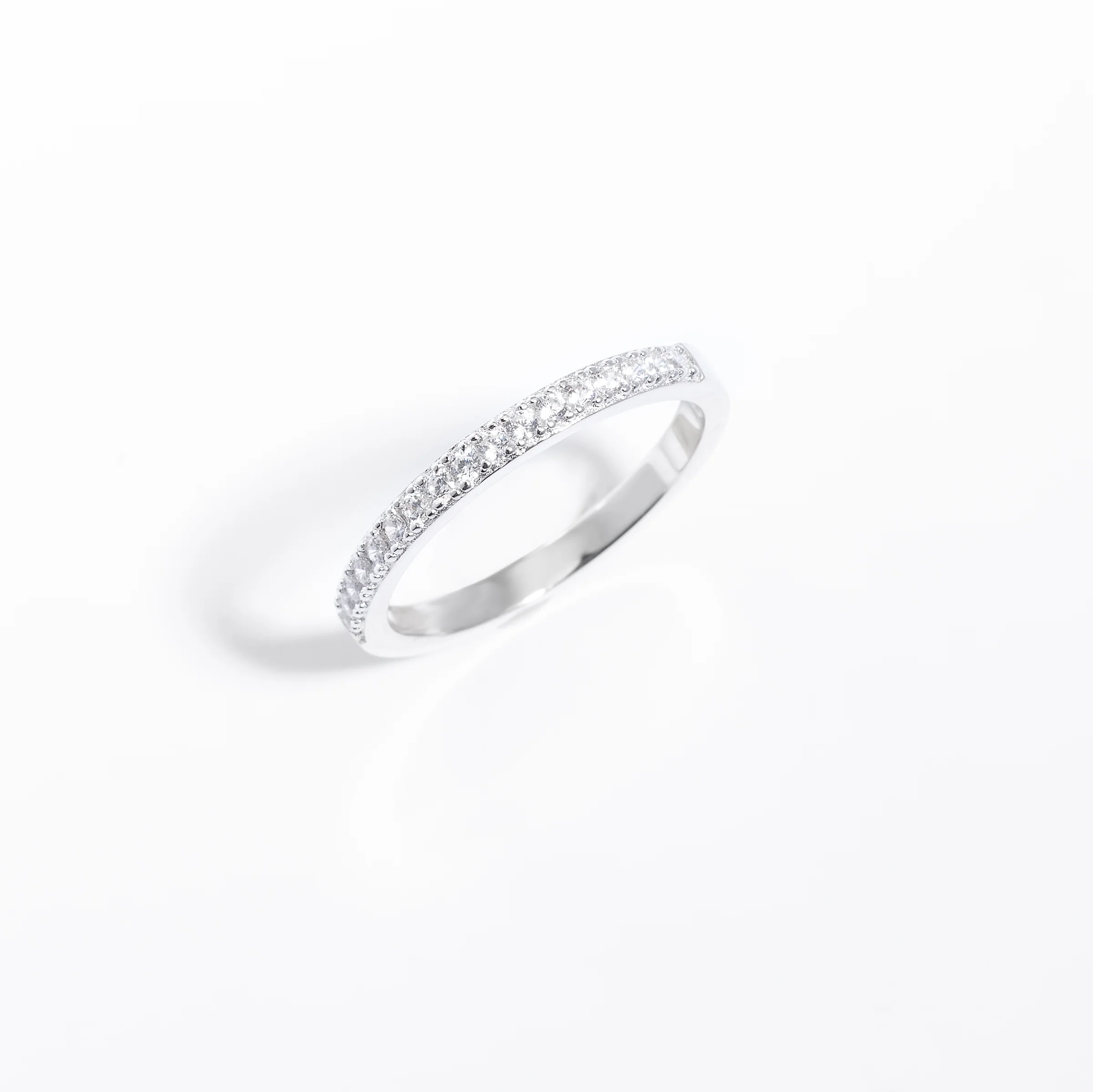 Sterling Silver Zirconia Grain Set Band Ring - Image 2