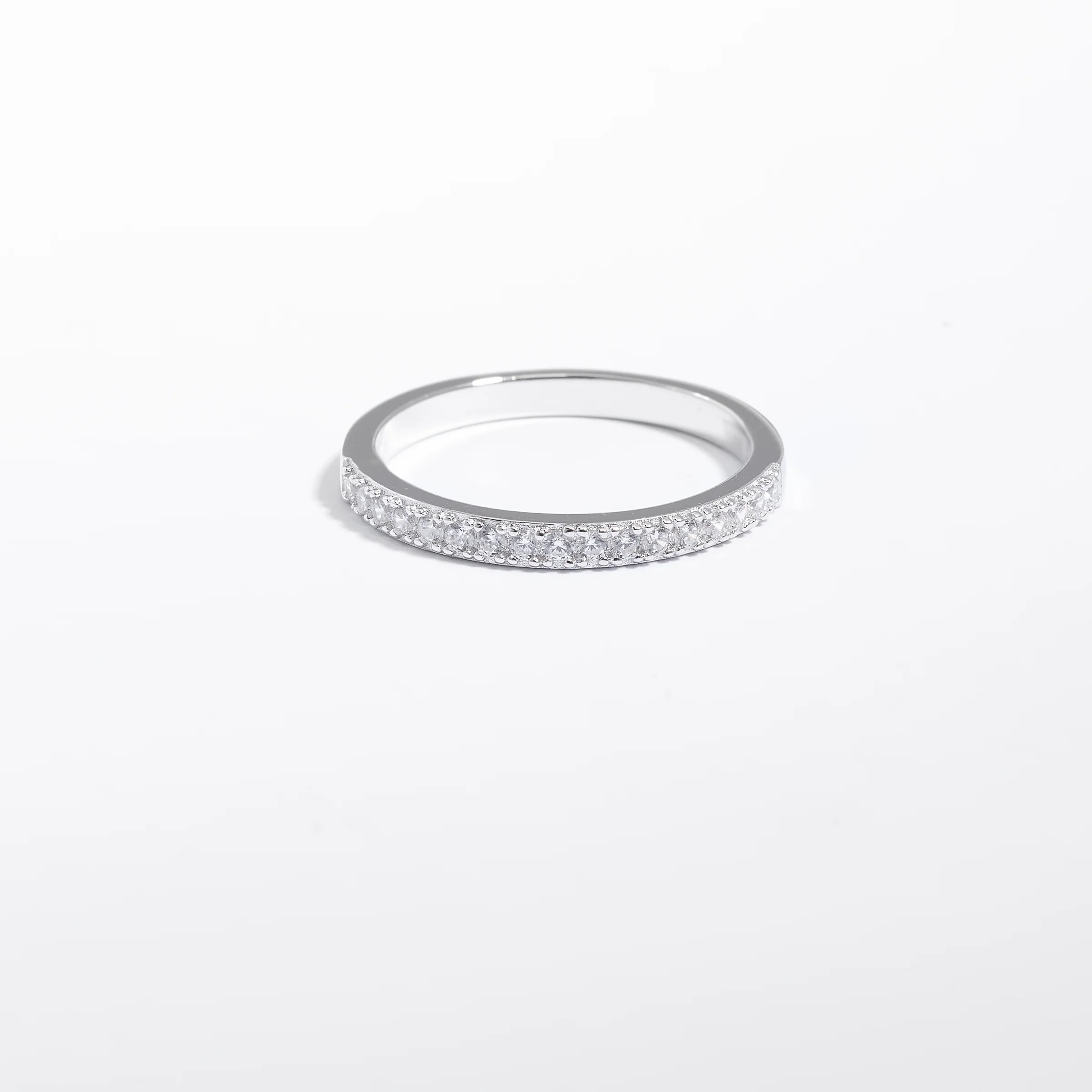 Sterling Silver Zirconia Grain Set Band Ring - Image 3
