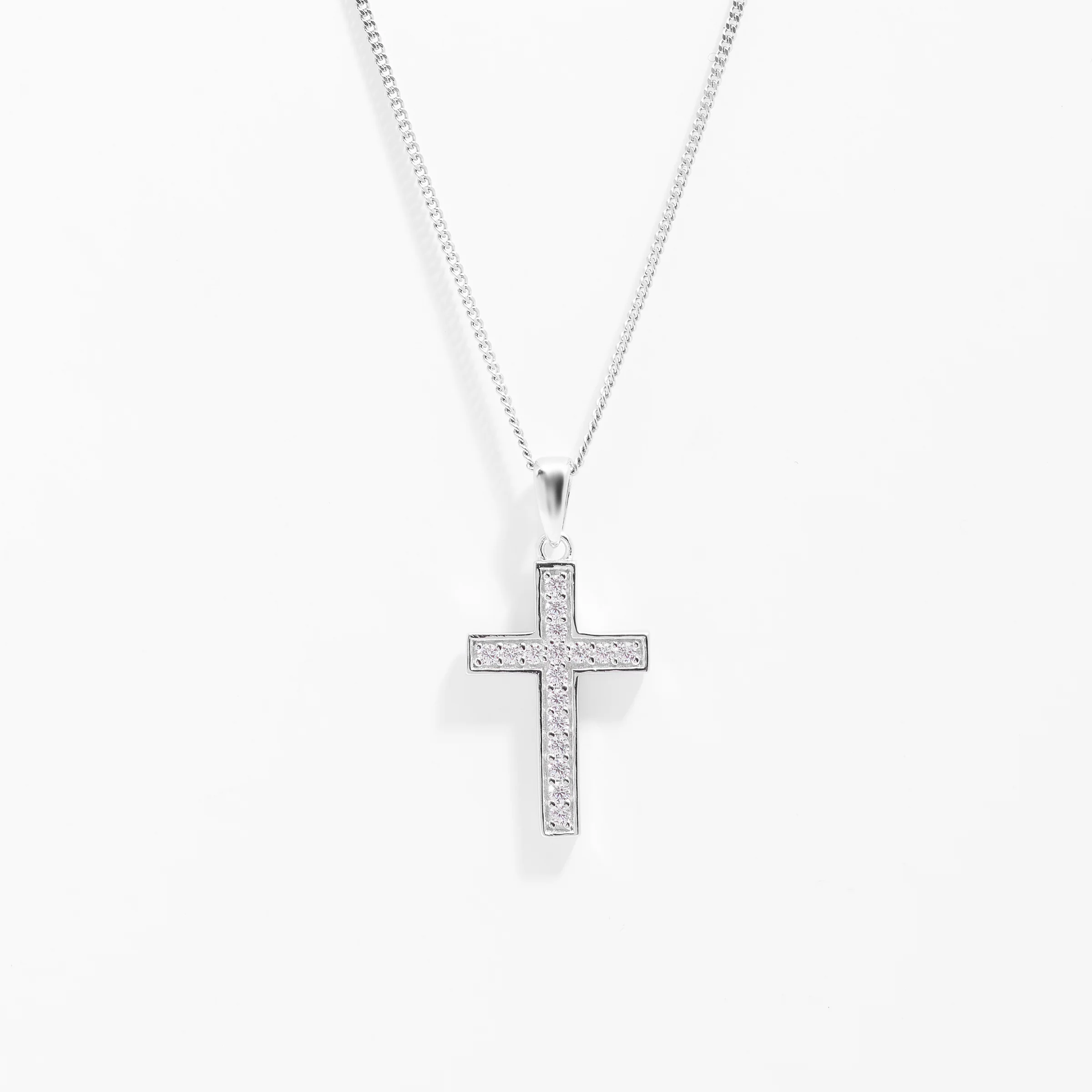 Sterling Silver Zirconia Grain Set Cross Pendant - Image 3