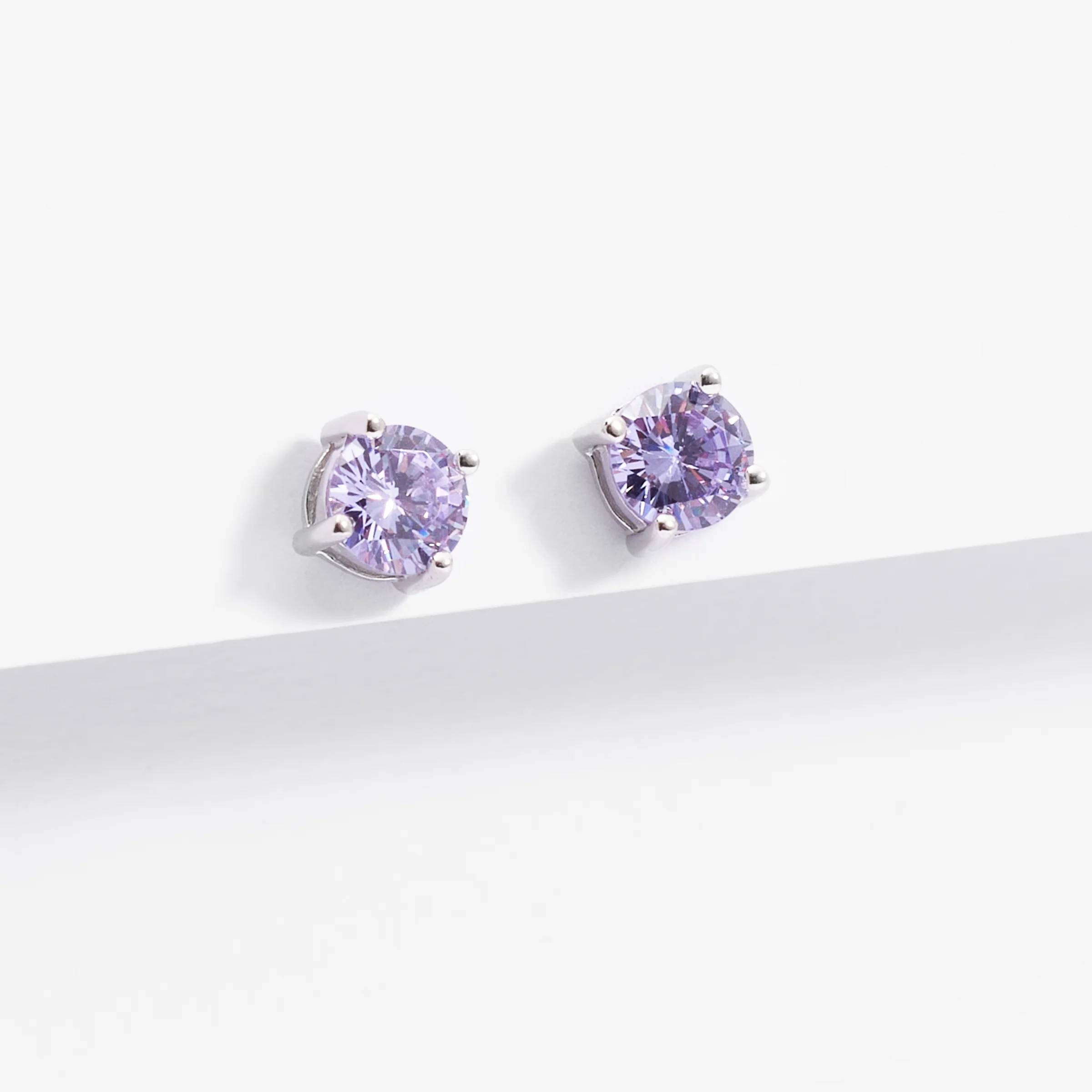 Sterling Silver Zirconia June Birthstone Stud Earrings 5mm - Image 2