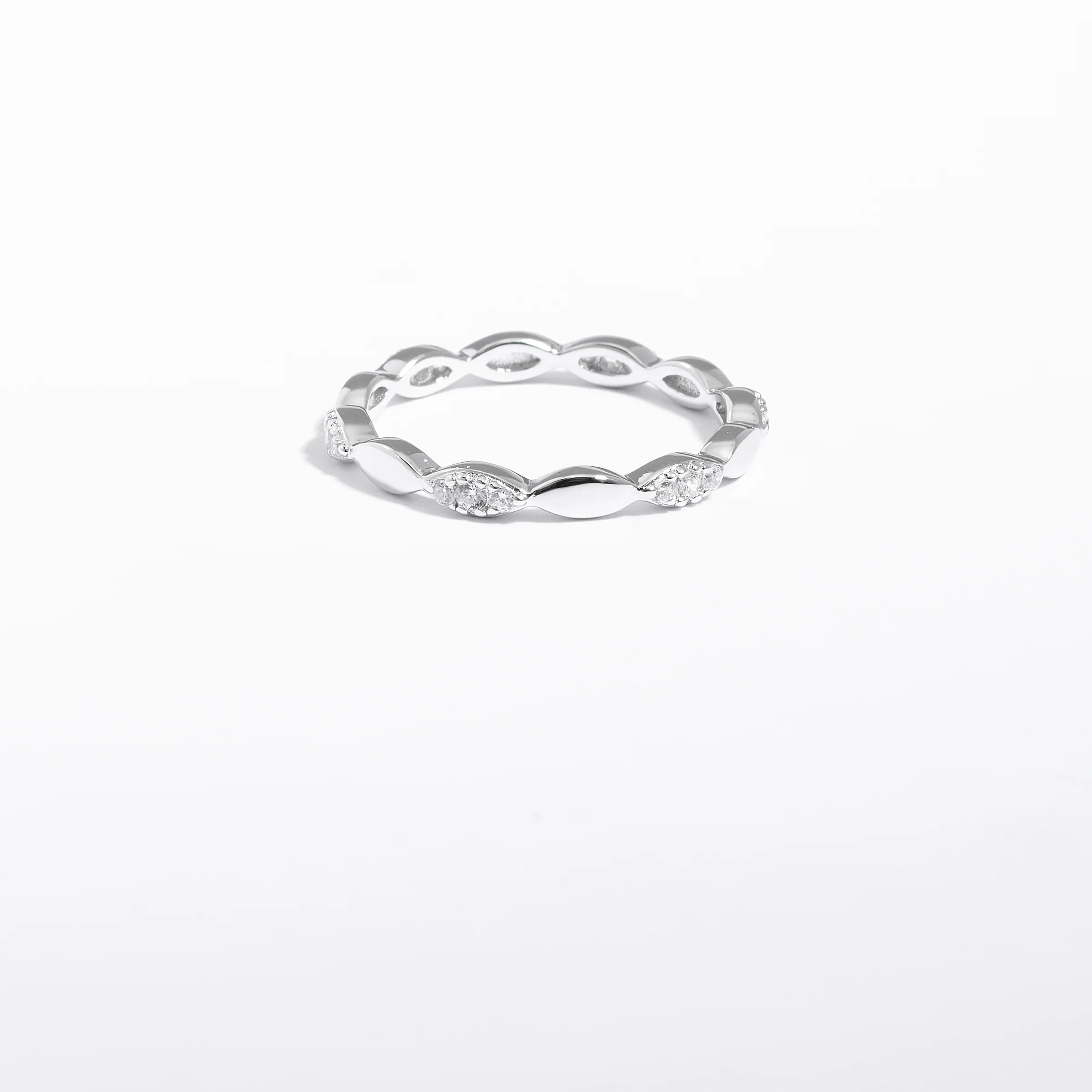Sterling Silver Zirconia Marquise Stacker Ring - Image 2