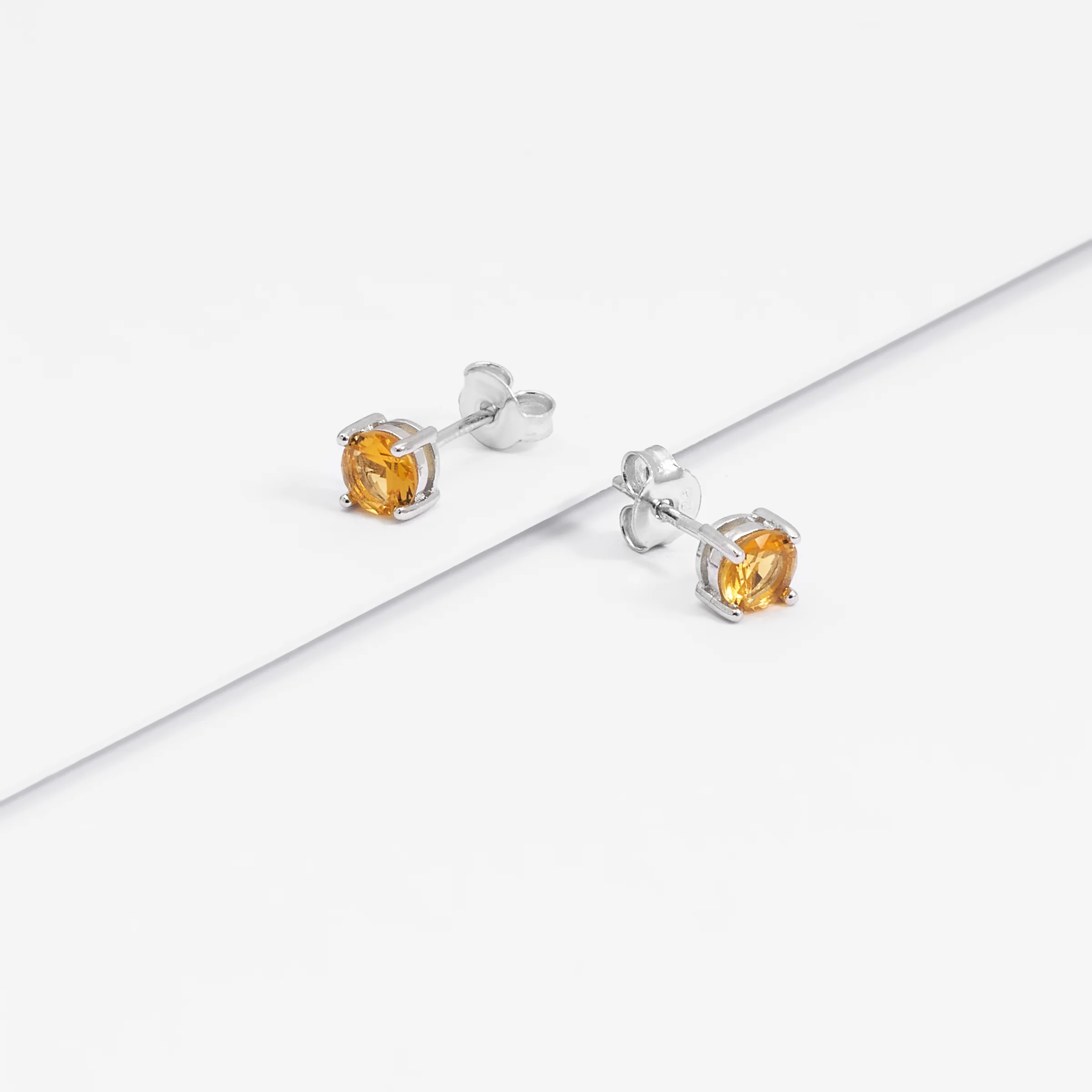 Sterling Silver Zirconia November Birthstone Stud Earrings 5mm - Image 3