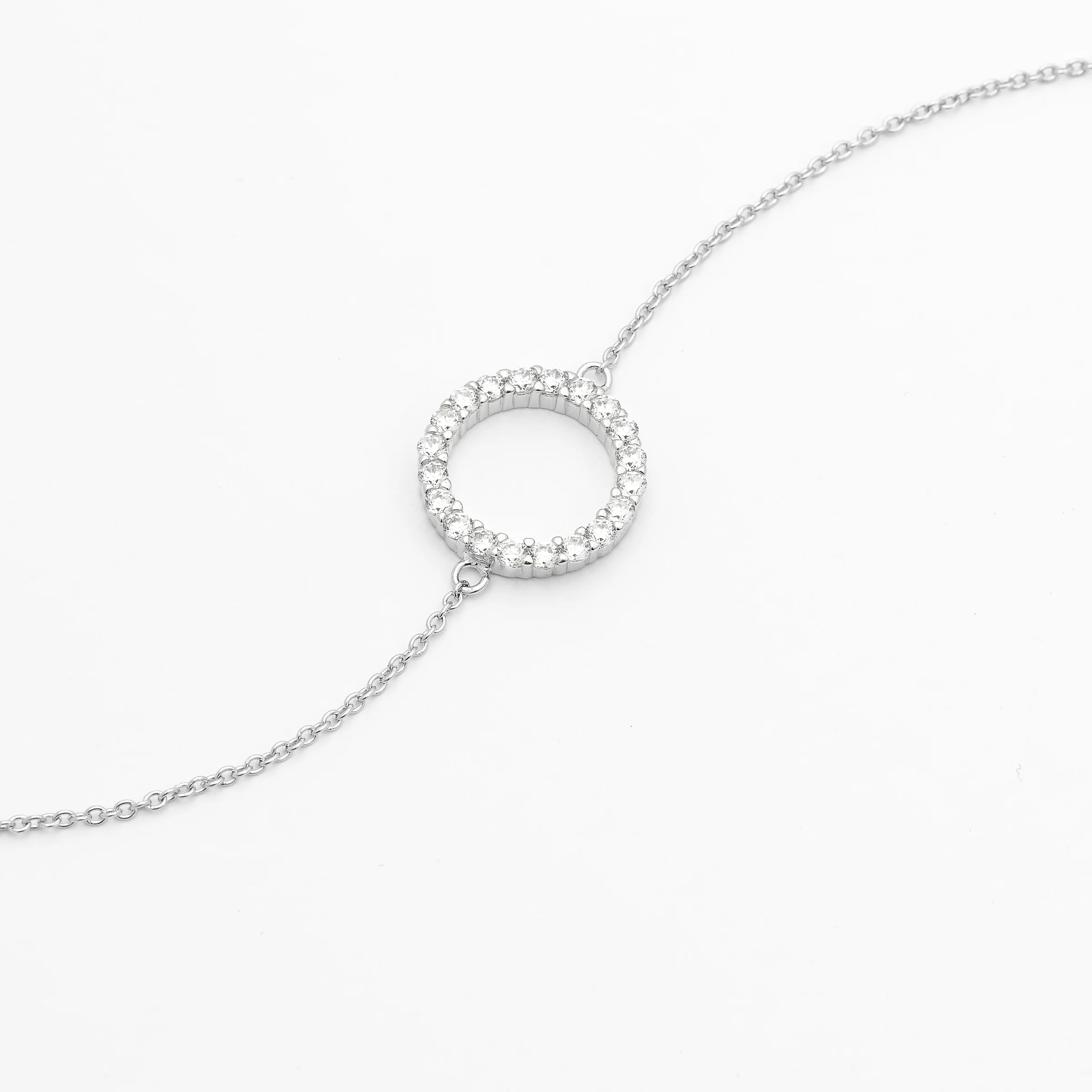 Sterling Silver Zirconia Open Circle Bracelet - Image 3