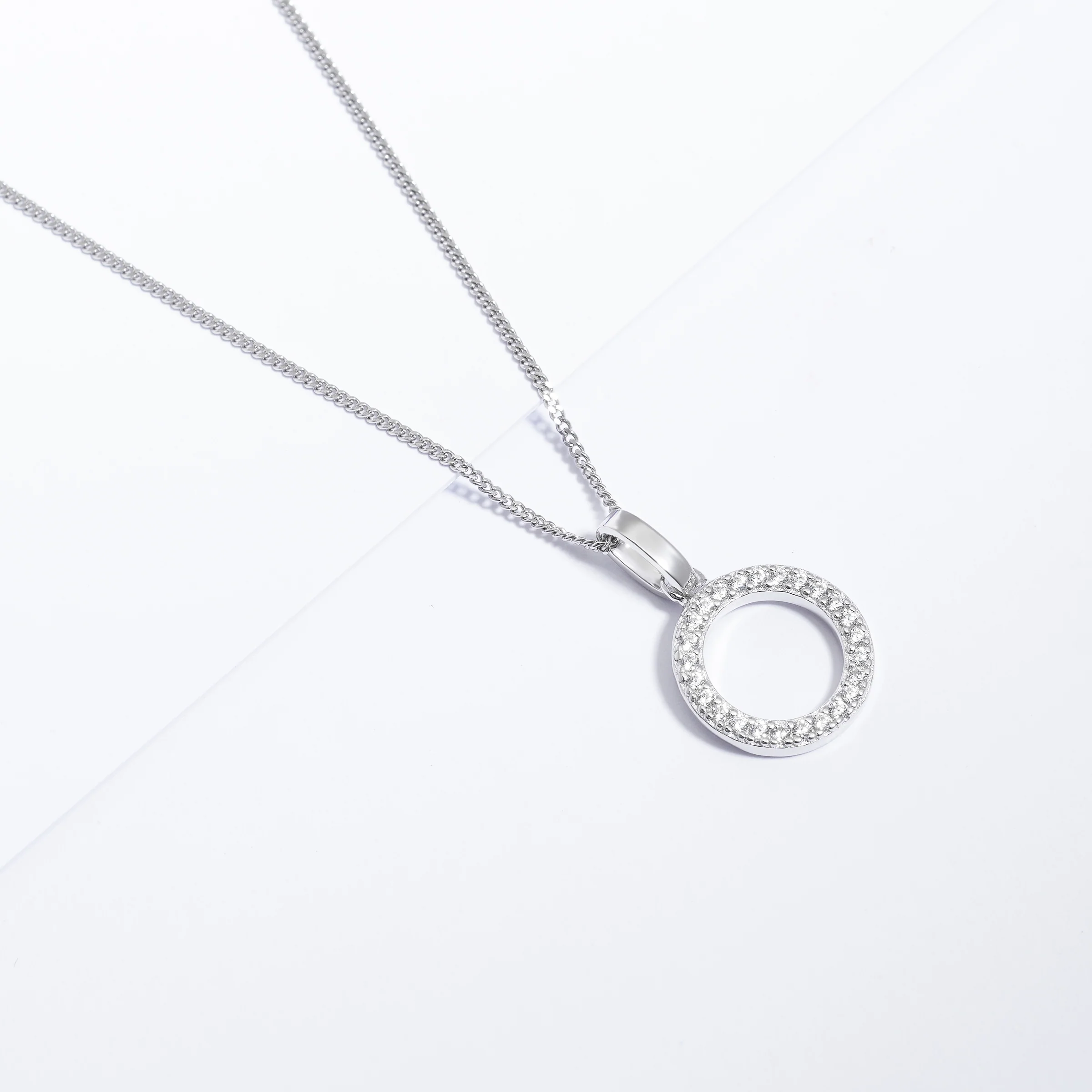Sterling Silver Zirconia Open Circle Drop Pendant - Image 3