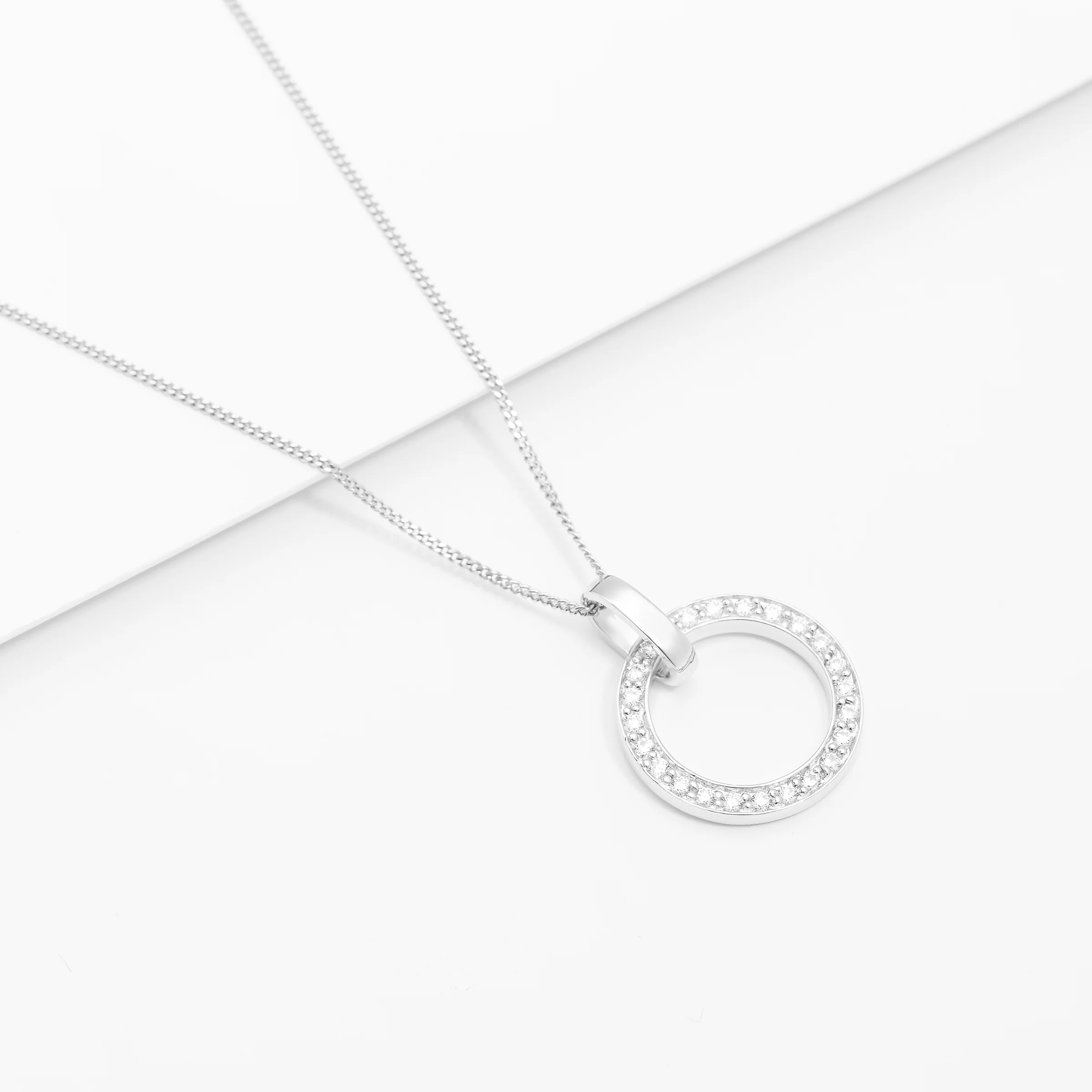 Sterling Silver Zirconia Open Circle Pendant - Image 2