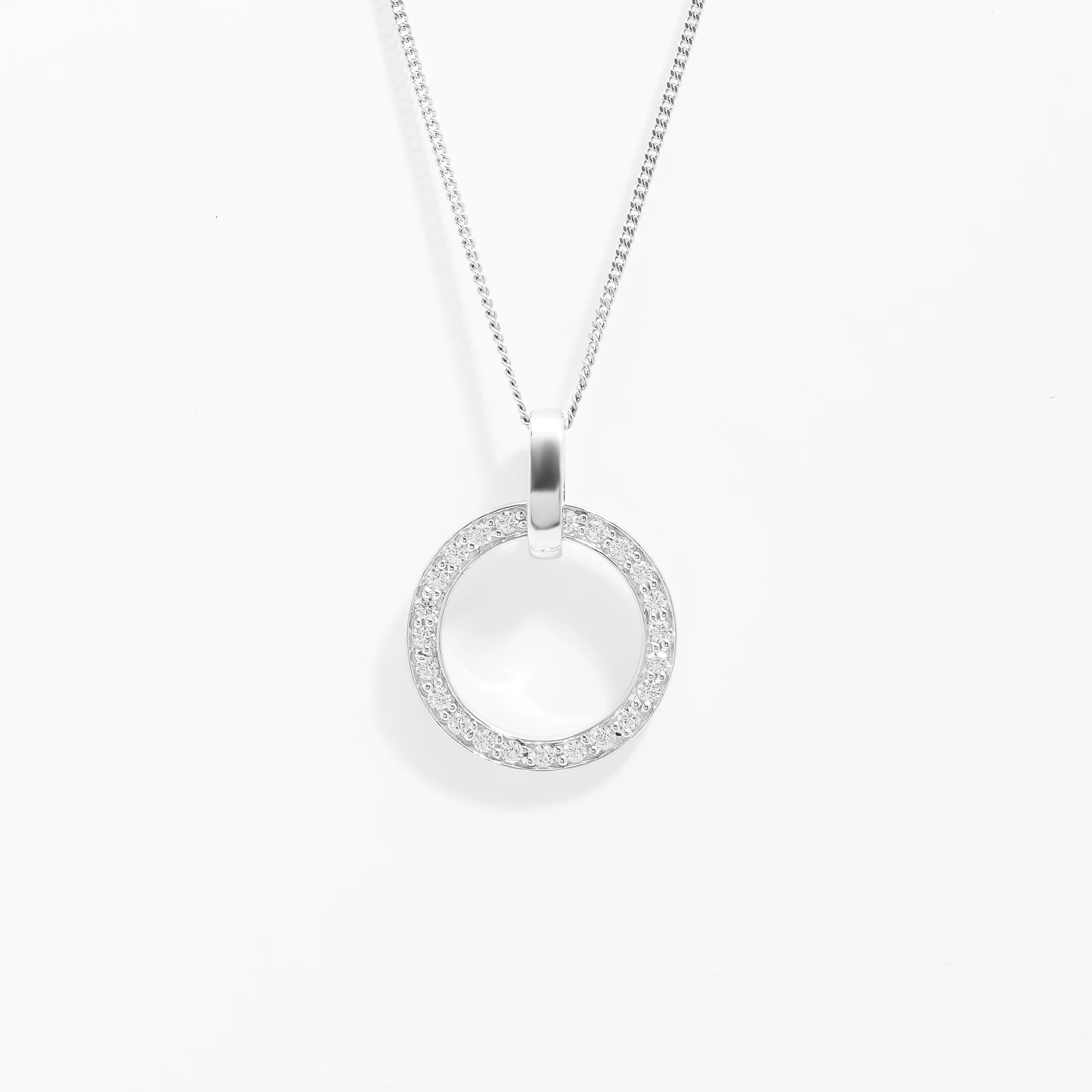 Sterling Silver Zirconia Open Circle Pendant - Image 3