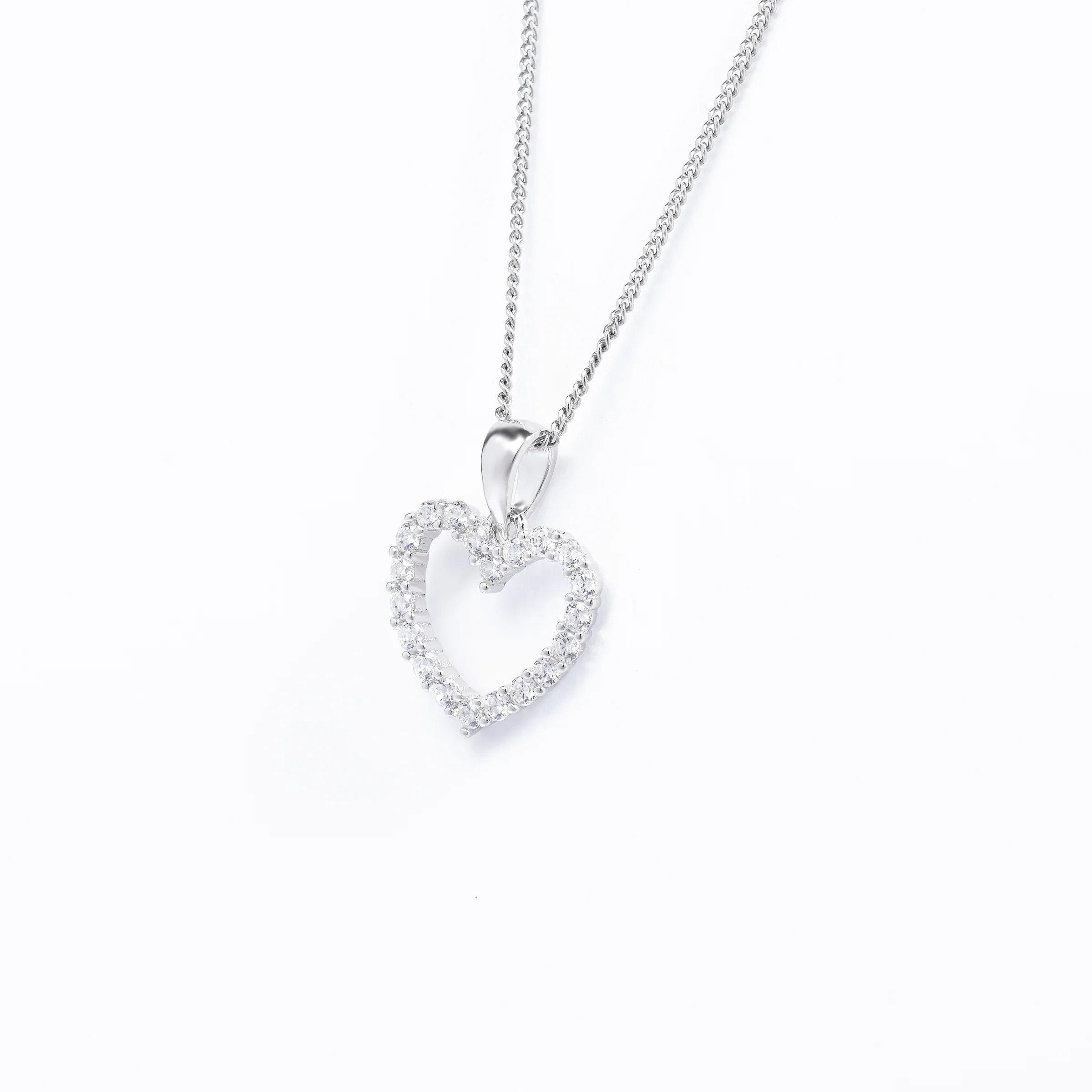 Sterling Silver Zirconia Open Heart Pendant - Image 2
