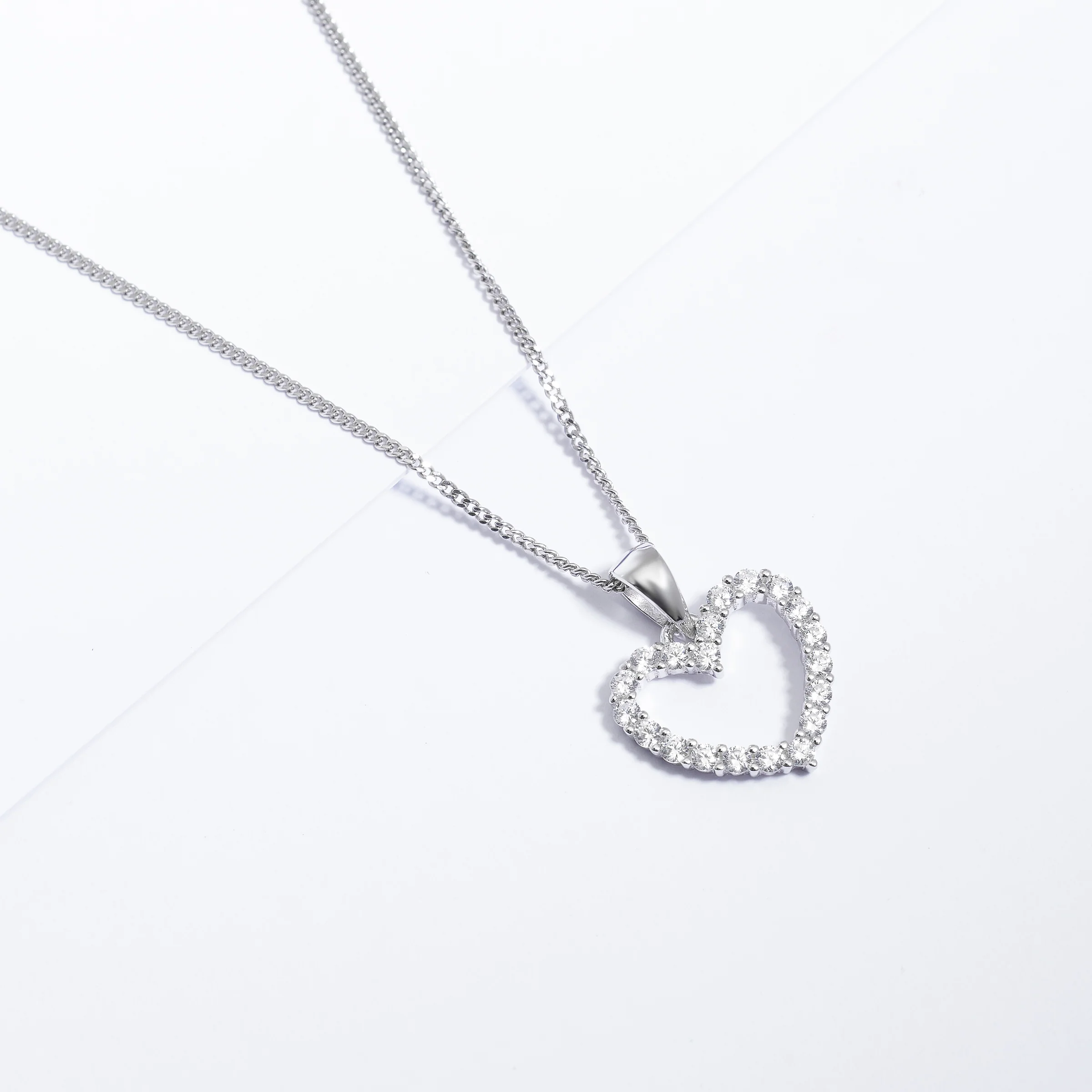 Sterling Silver Zirconia Open Heart Pendant - Image 3