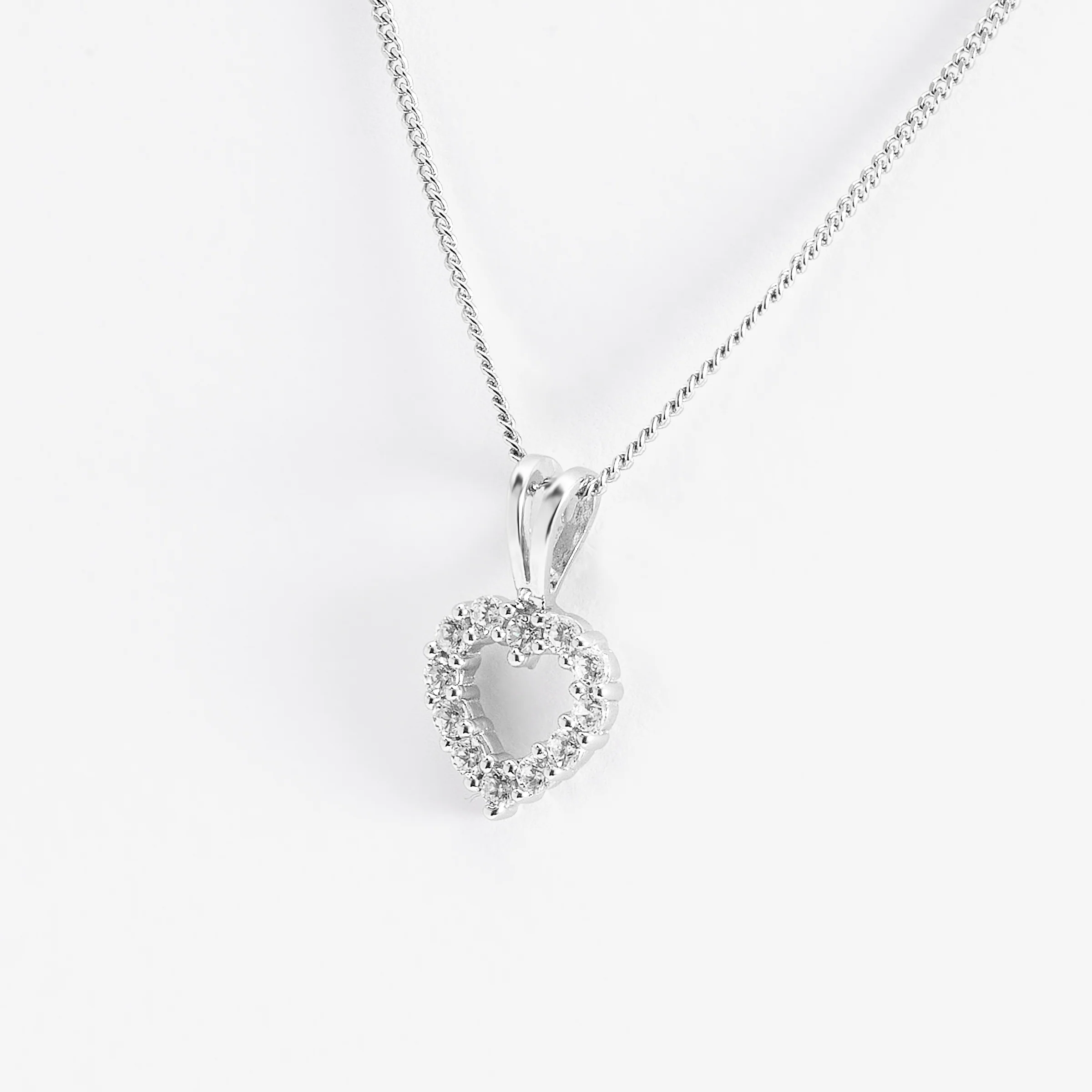Sterling Silver Zirconia Open Heart Pendant With Split Bail - Image 2