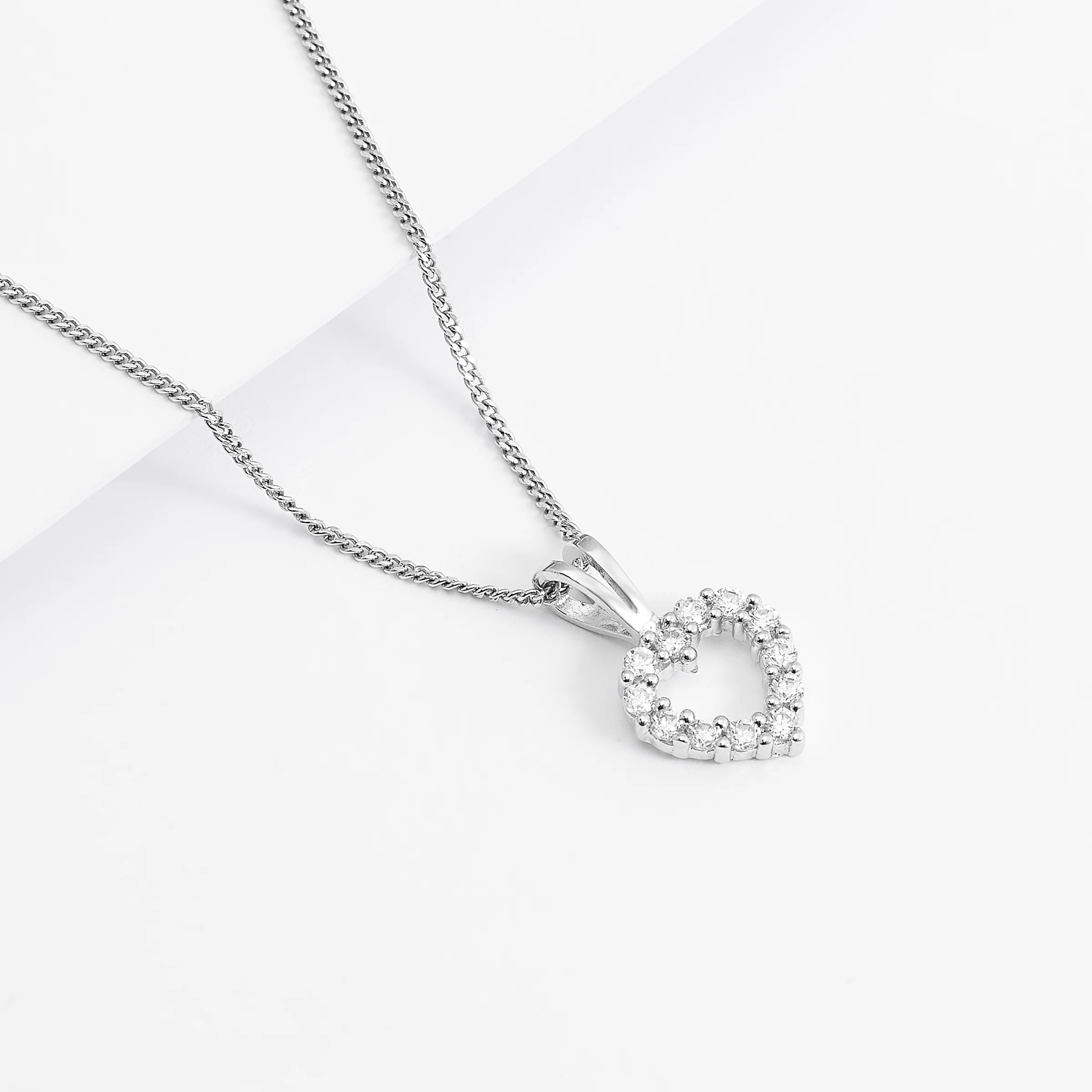 Sterling Silver Zirconia Open Heart Pendant With Split Bail - Image 3
