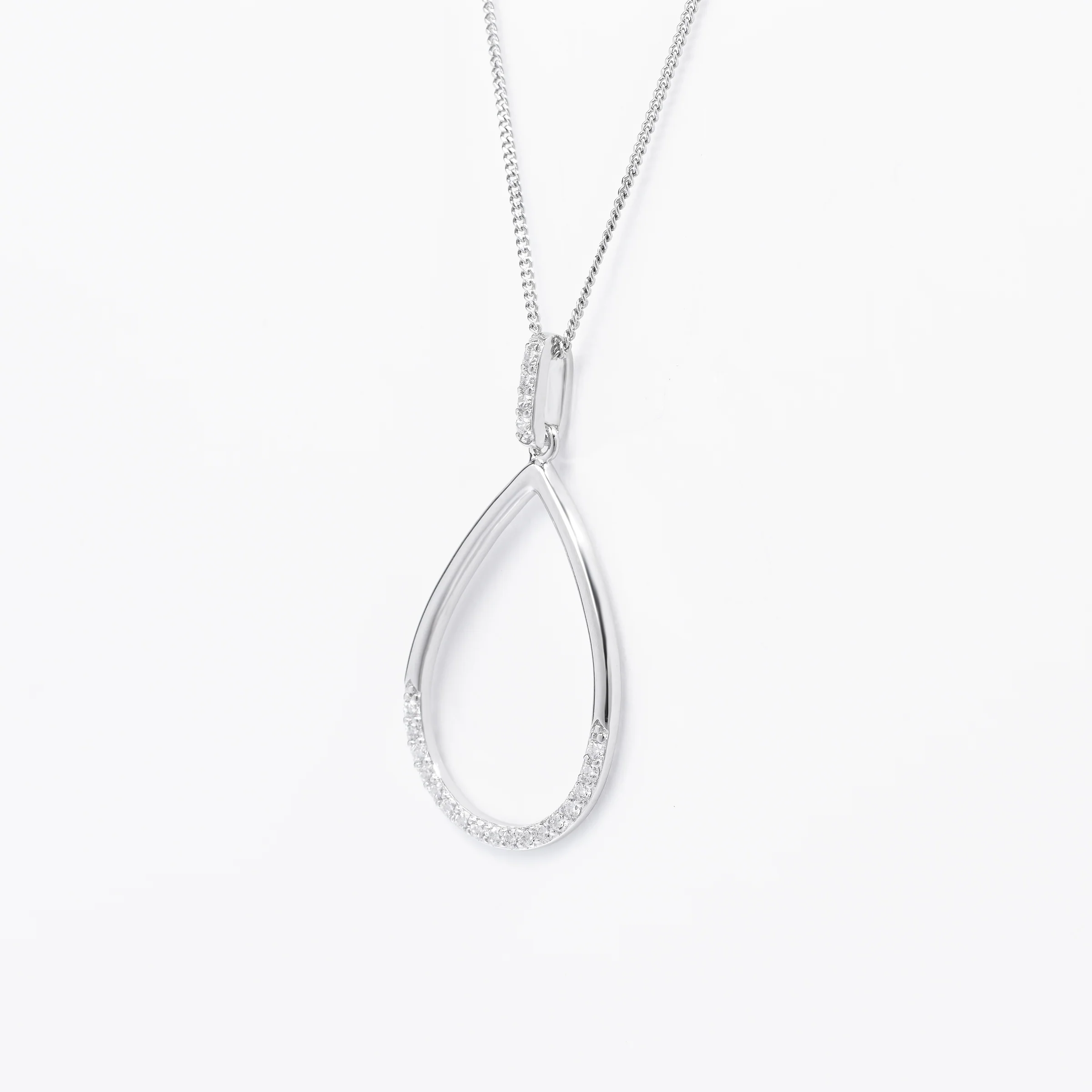 Sterling Silver Zirconia Open Teardrop Pendant - Image 2