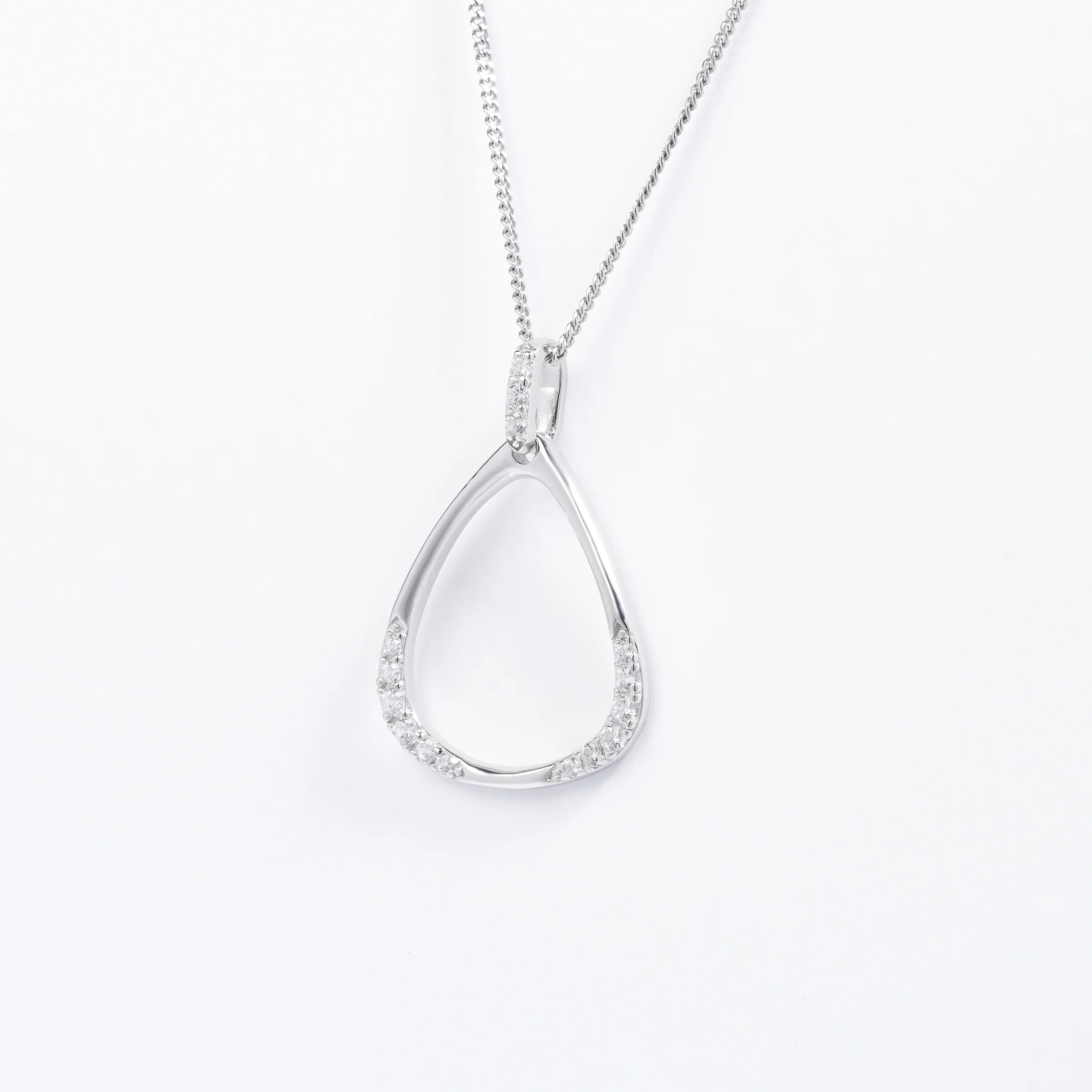 Sterling Silver Zirconia Open Triangle Pendant - Image 2