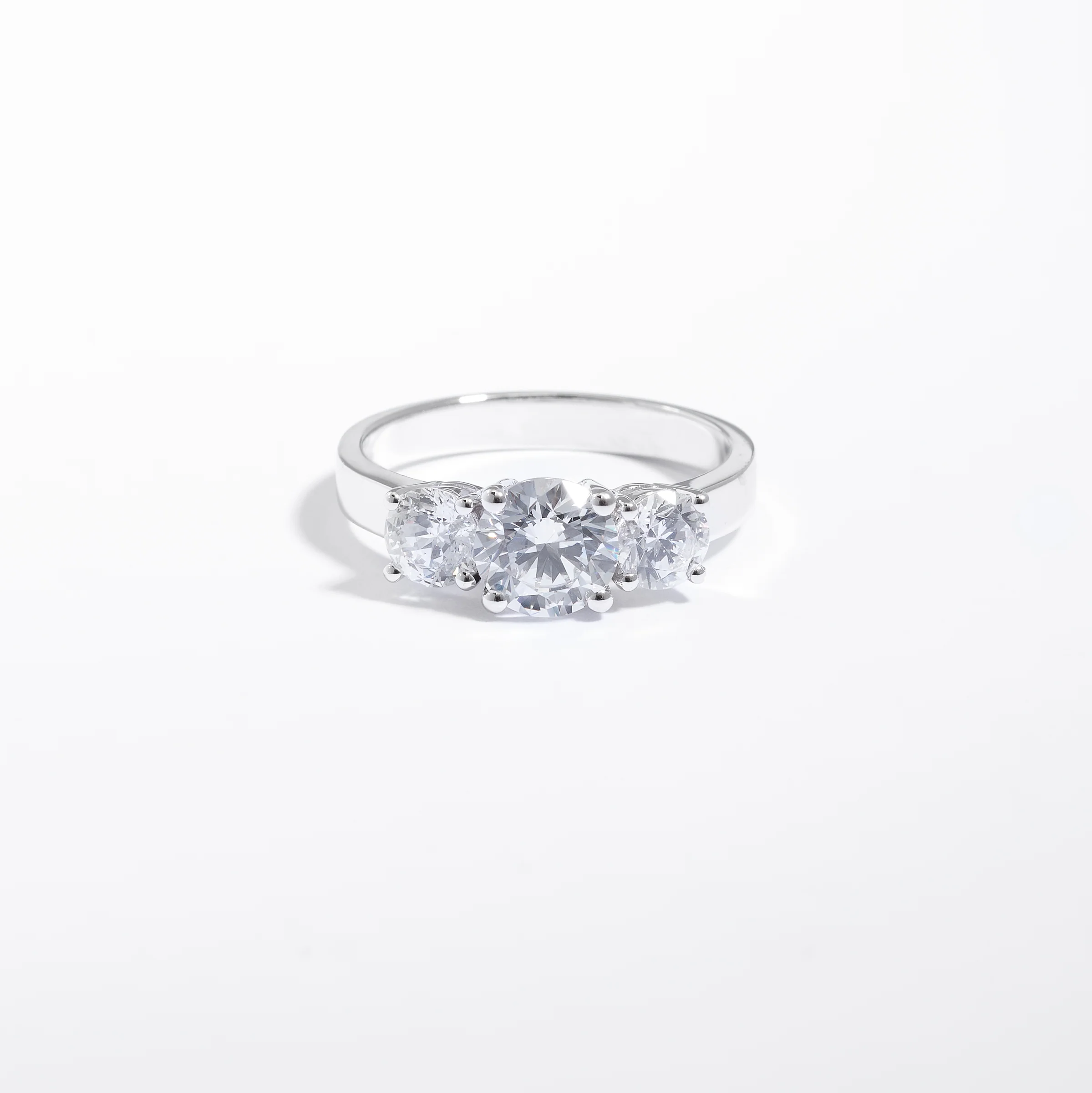 Sterling Silver Zirconia Round Trilogy Ring - Image 3