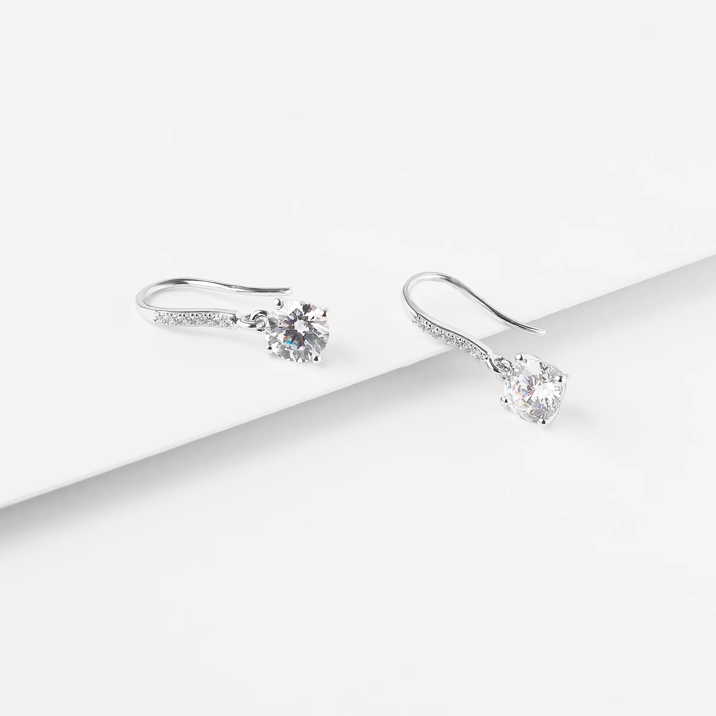 Sterling Silver Zirconia Shepherds Hook Earrings - Image 2