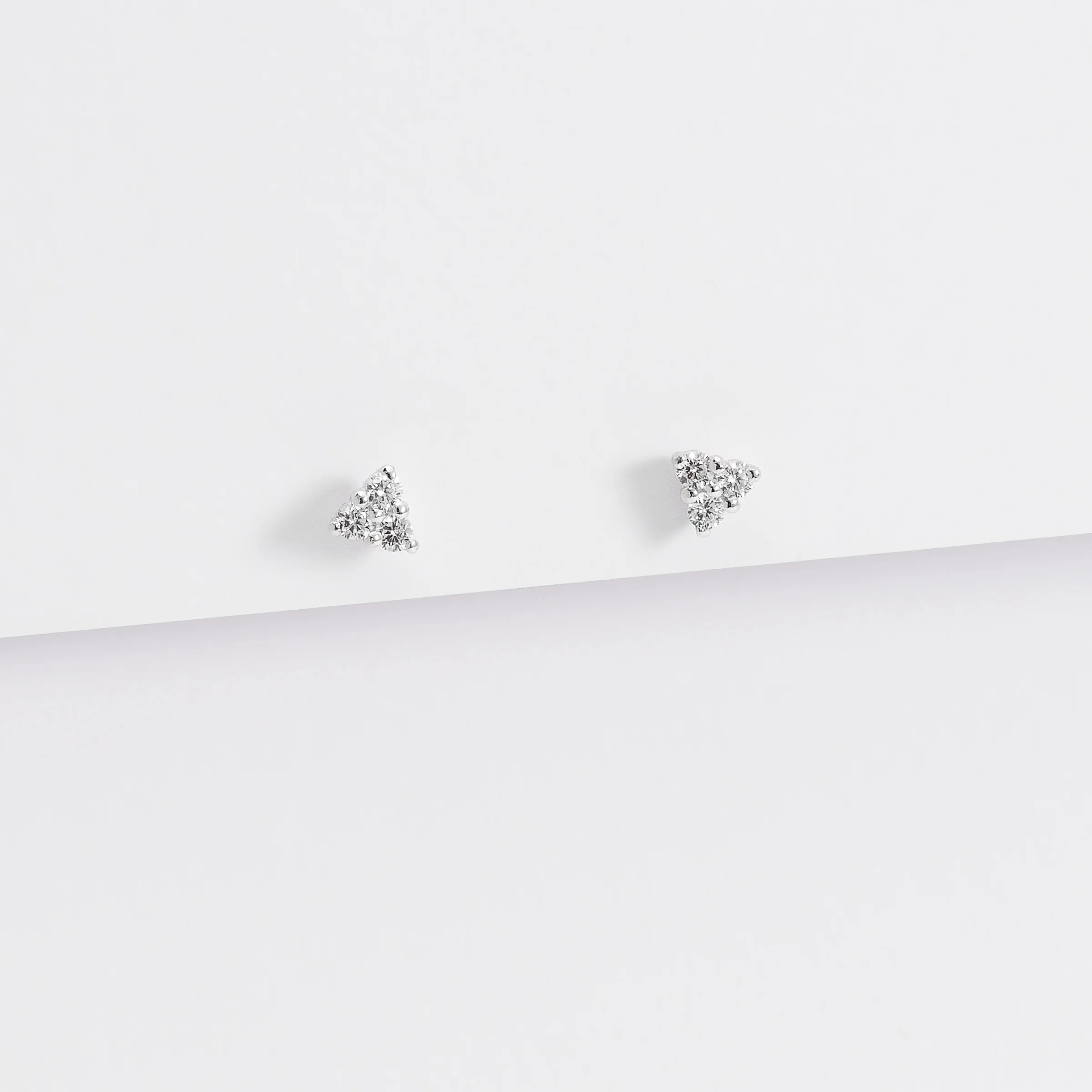 Sterling Silver Zirconia Triangle Stud Earrings 3x1.75mm - Image 3