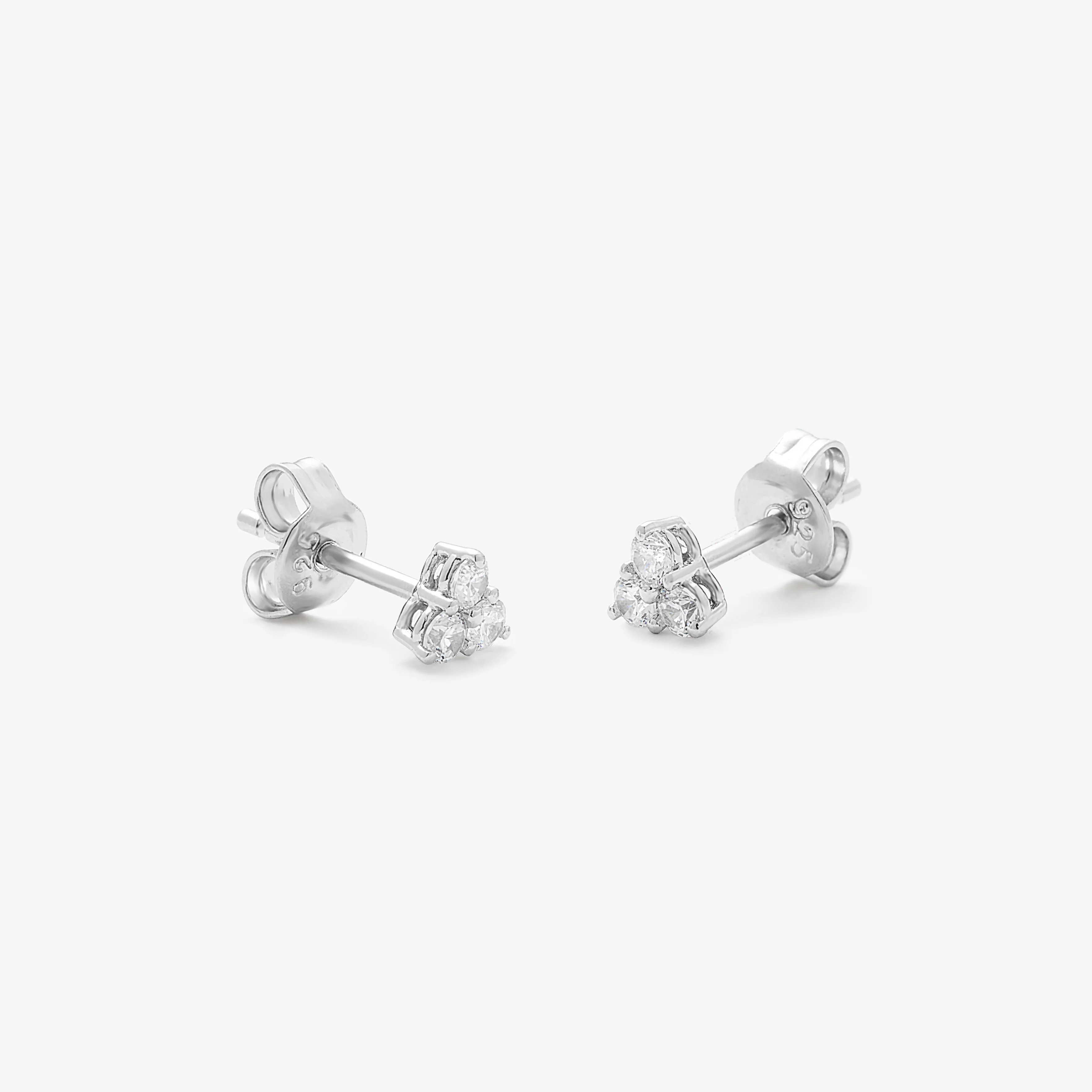 Sterling Silver Zirconia Triangle Stud Earrings 3x2.3mm - Image 3