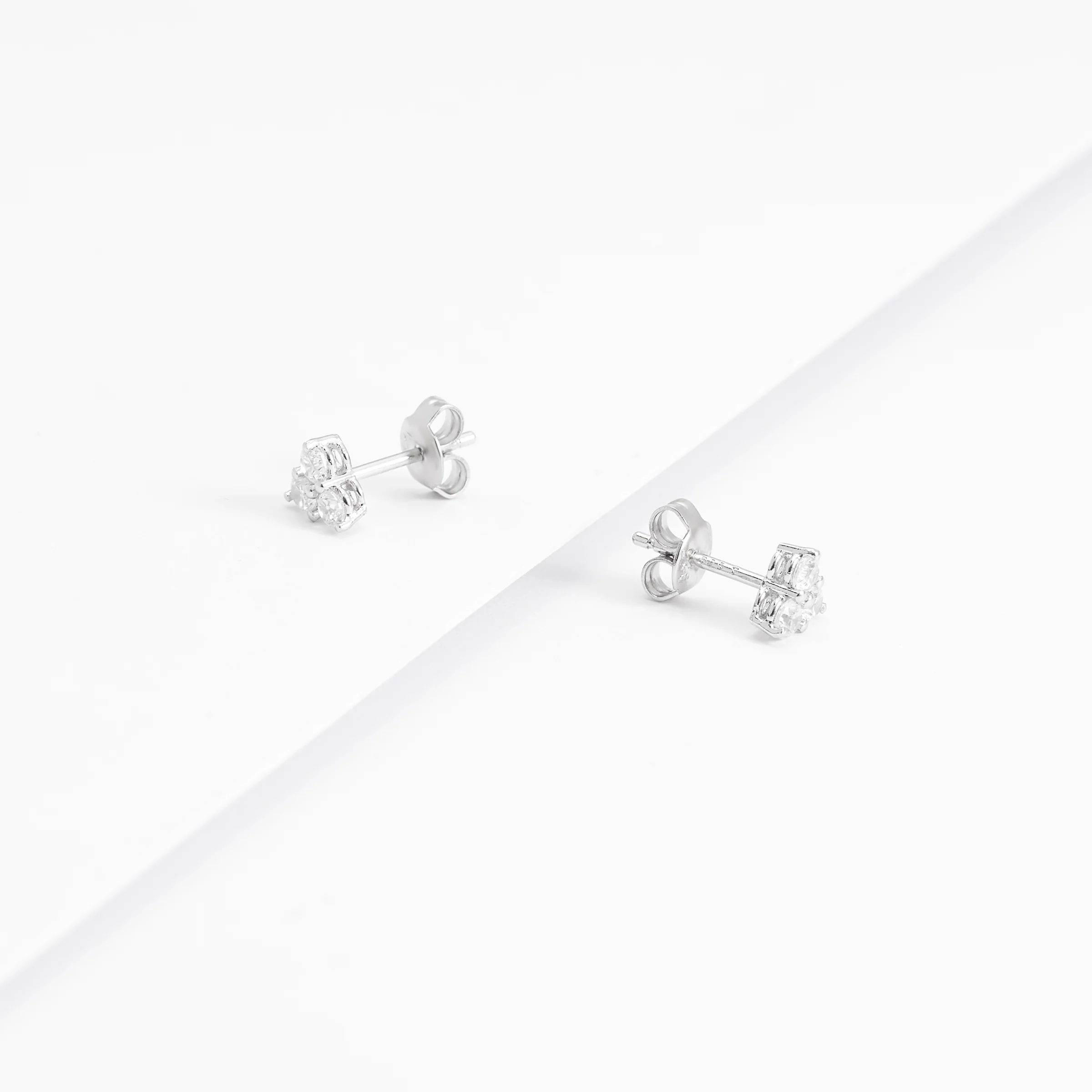 Sterling Silver Zirconia Triangle Stud Earrings 3x2.9mm - Image 2