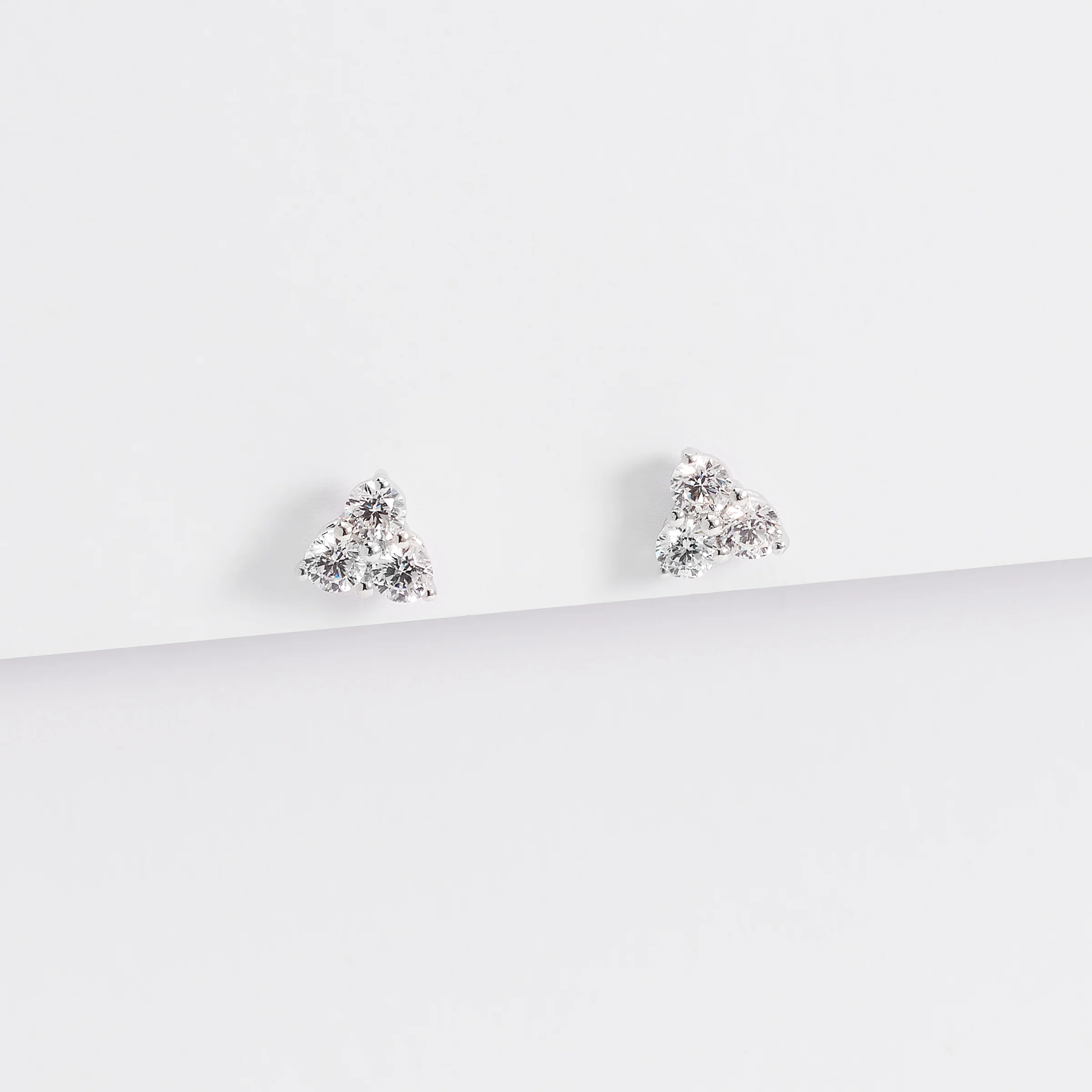 Sterling Silver Zirconia Triangle Stud Earrings 3x2.9mm - Image 3
