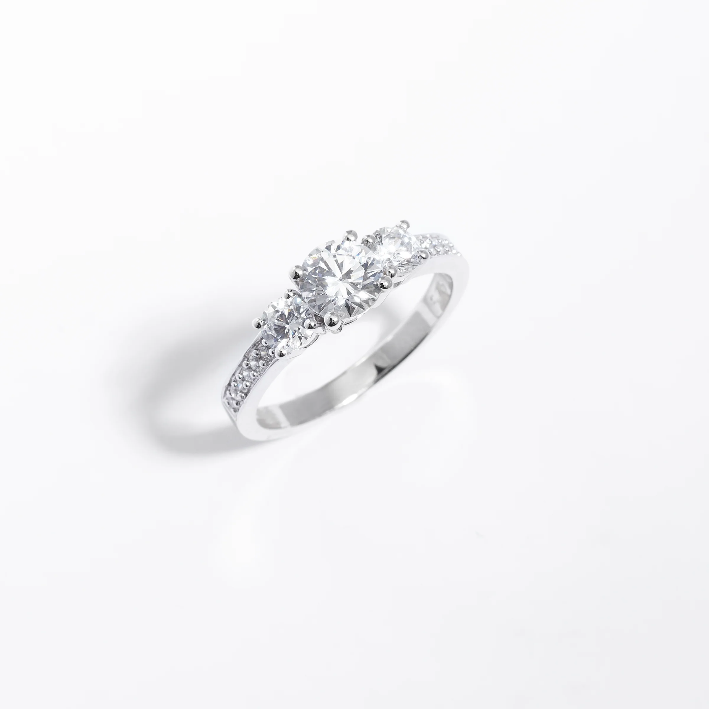 Sterling Silver Zirconia Trilogy And Shoulders Ring - Image 2