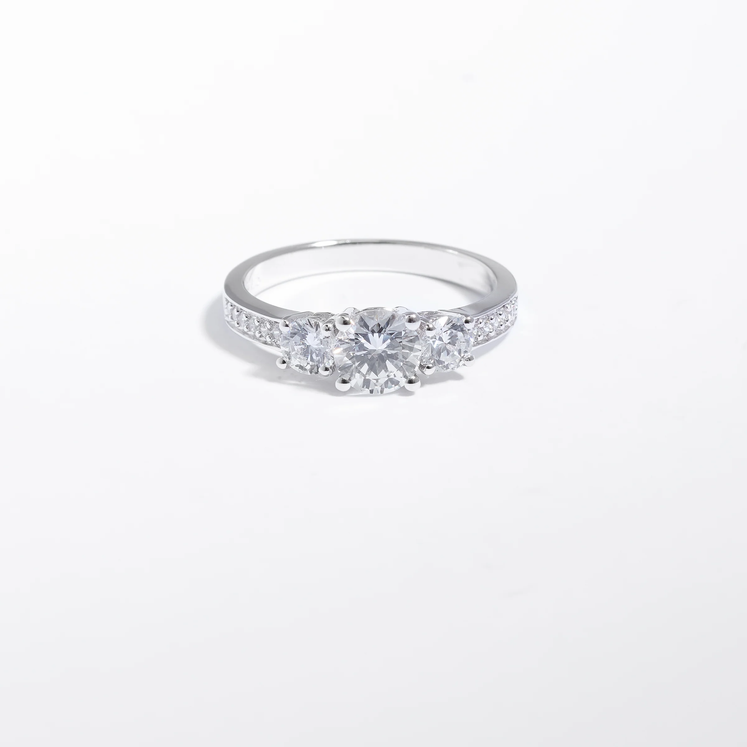 Sterling Silver Zirconia Trilogy And Shoulders Ring - Image 3