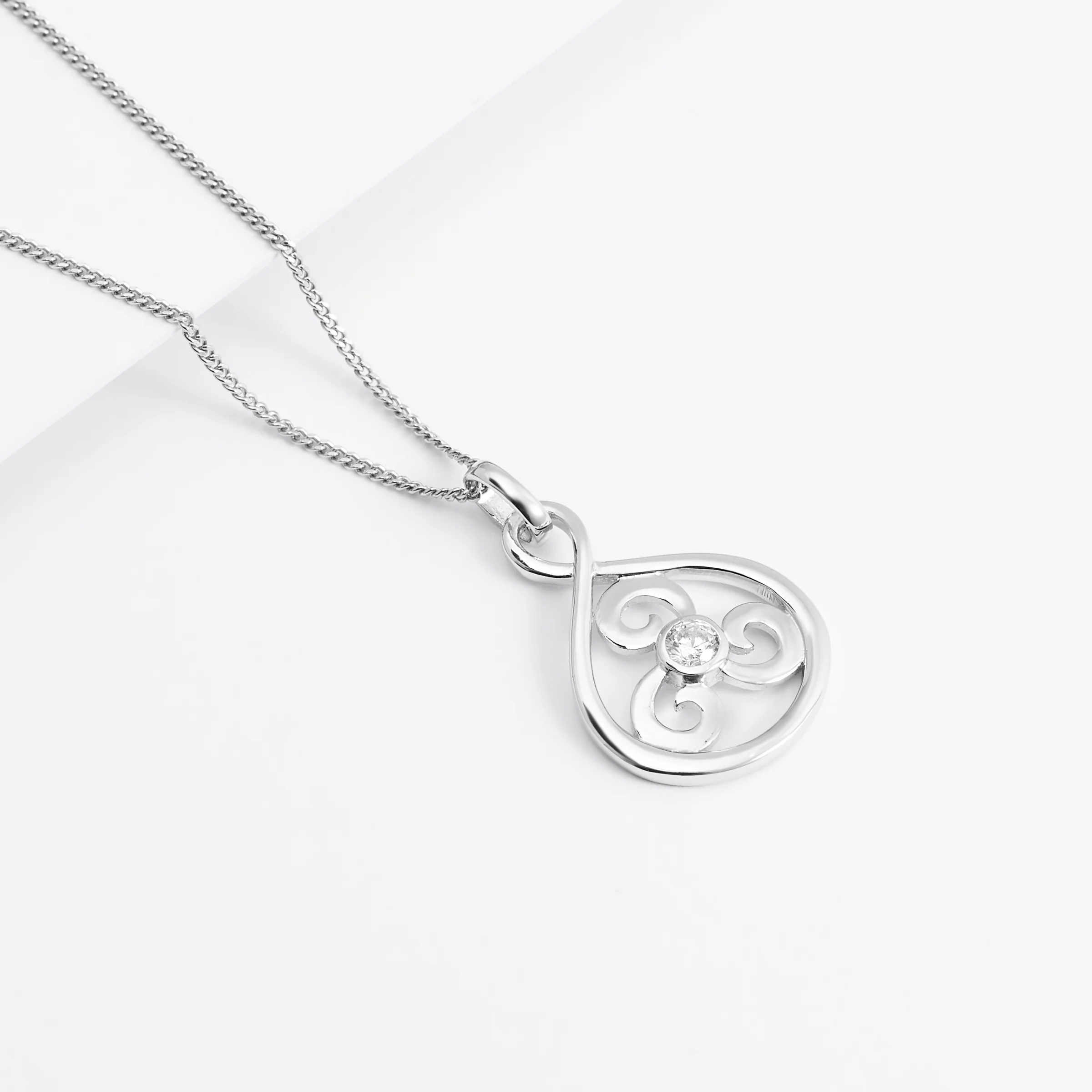 Sterling Silver Zirconia Wind Pendant - Image 3